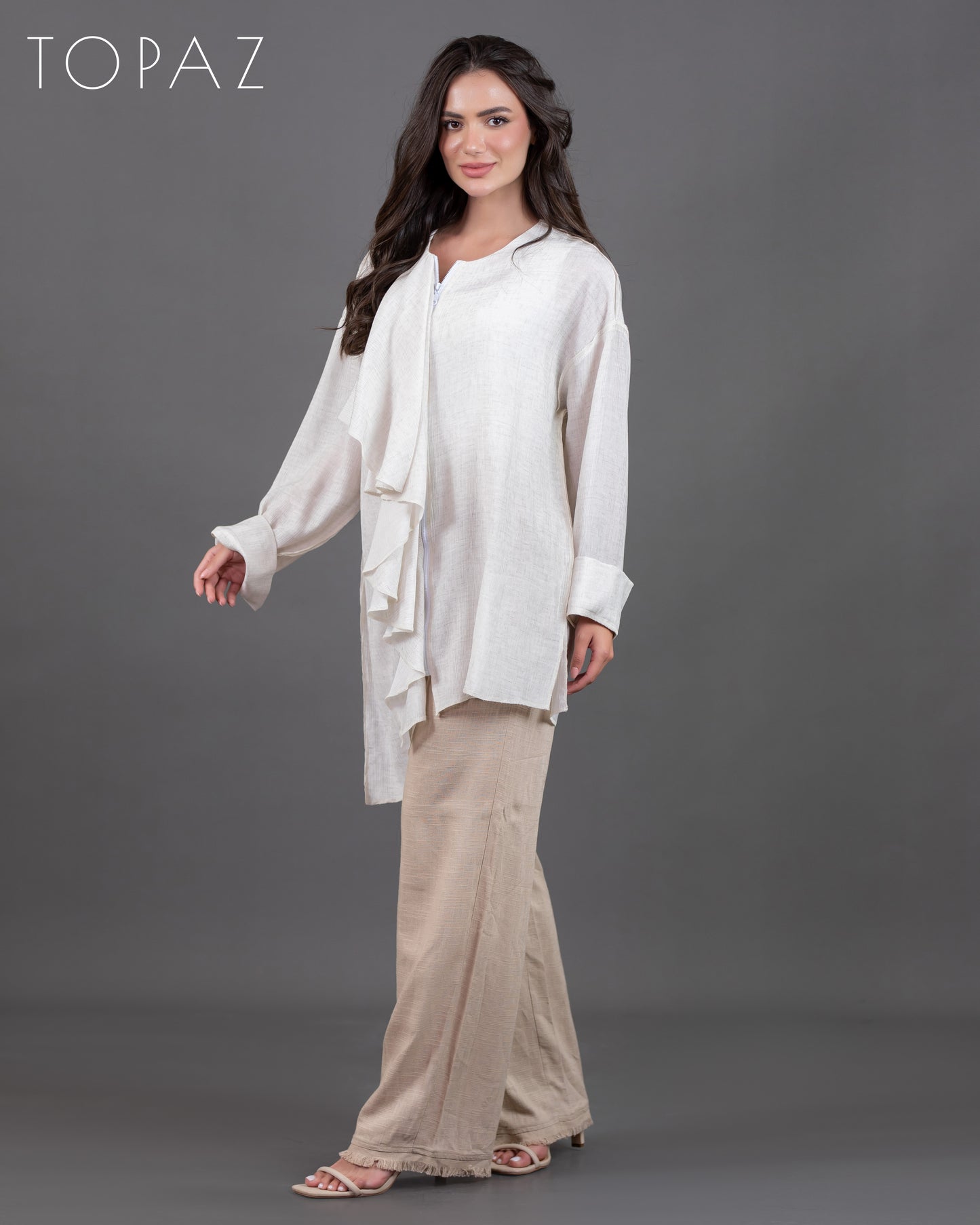 Ruffle Blouse With Zipper