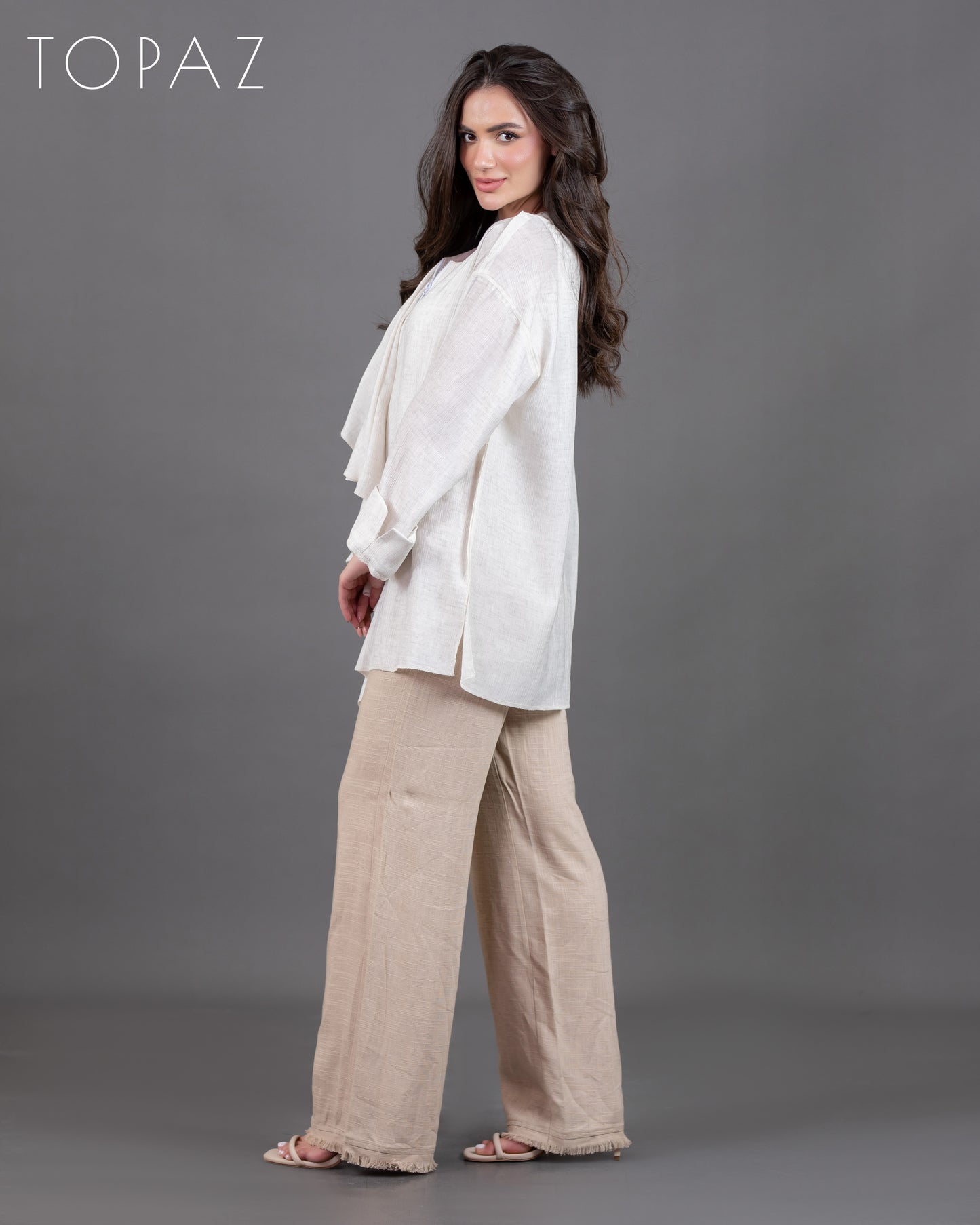 Ruffle Blouse With Zipper