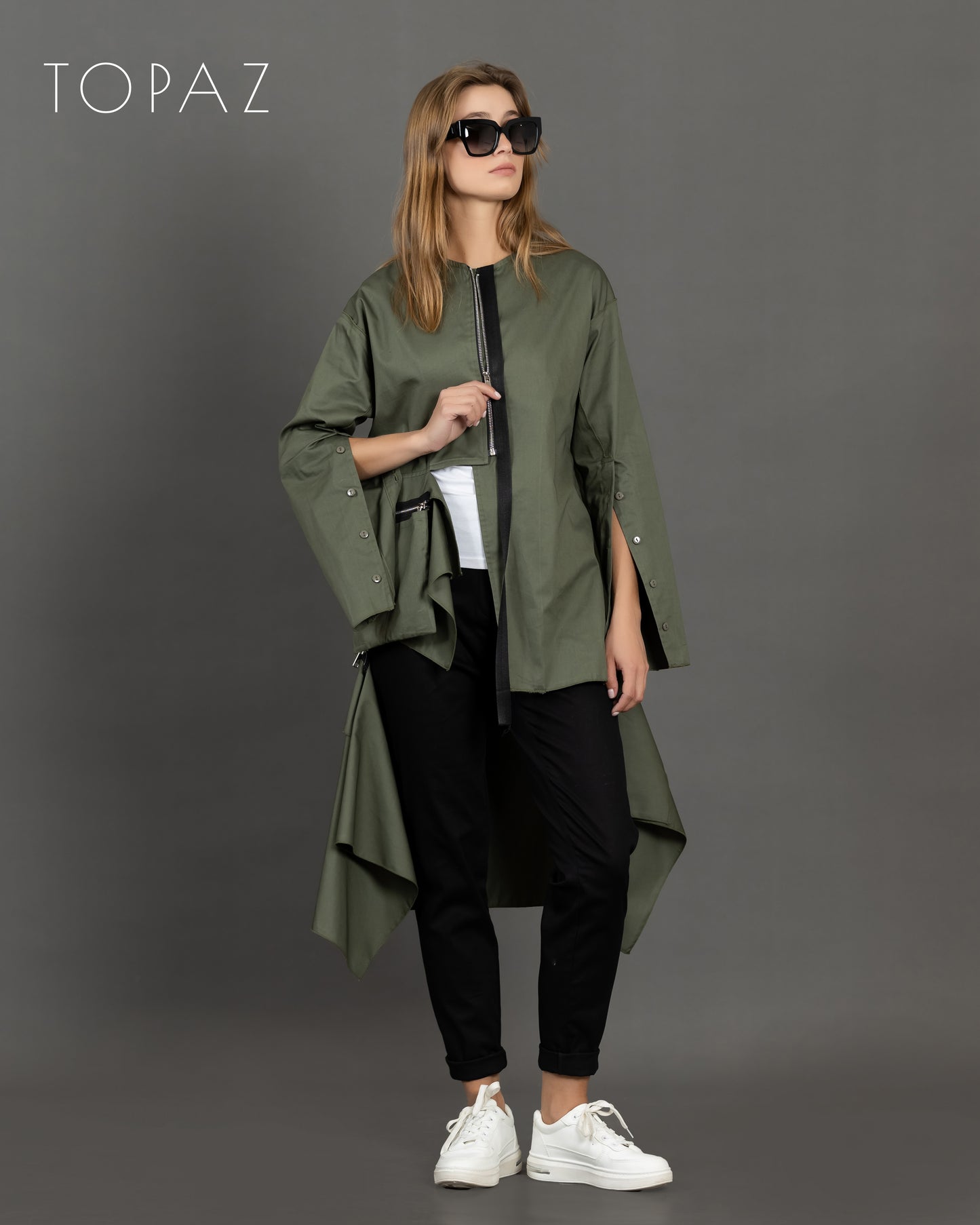 Poplin Tunic Featuring Zippers