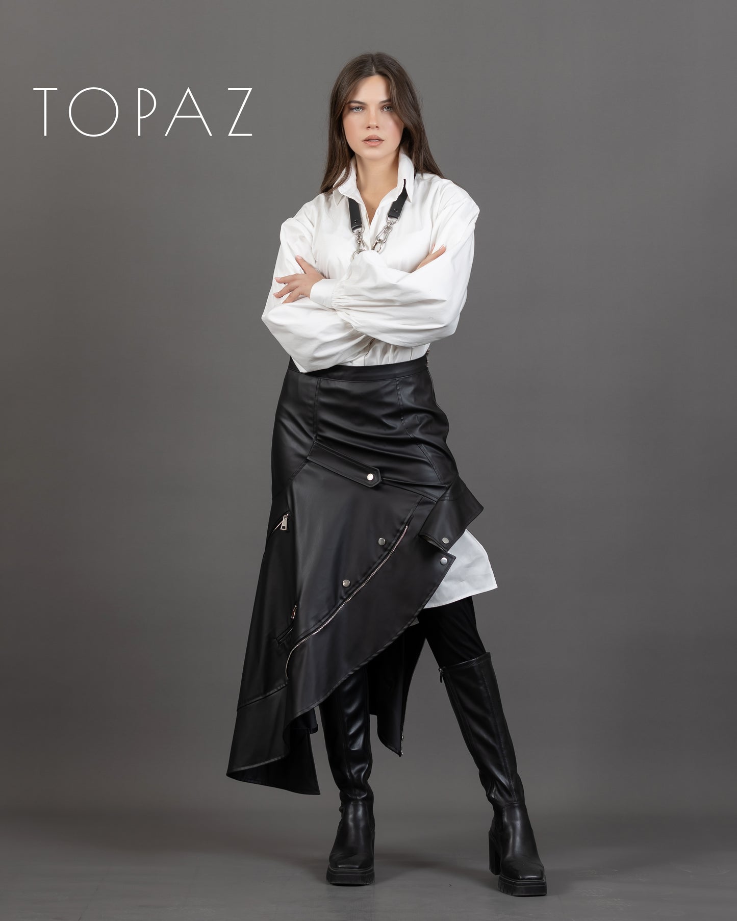 Leather Skirt with Zippers