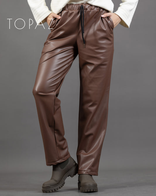 Leather Pants with Elastic Waist