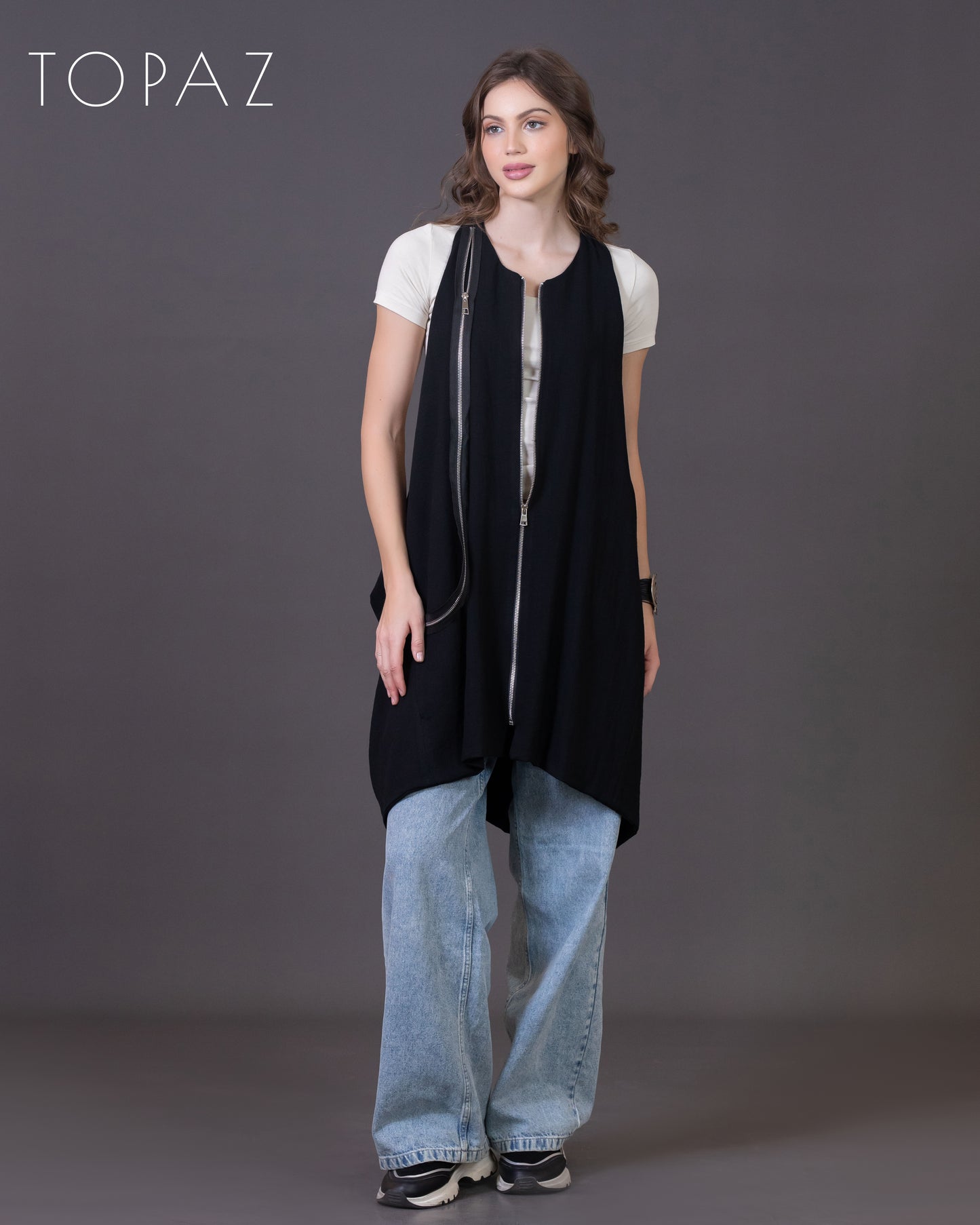 Vest with Zipper Detailing