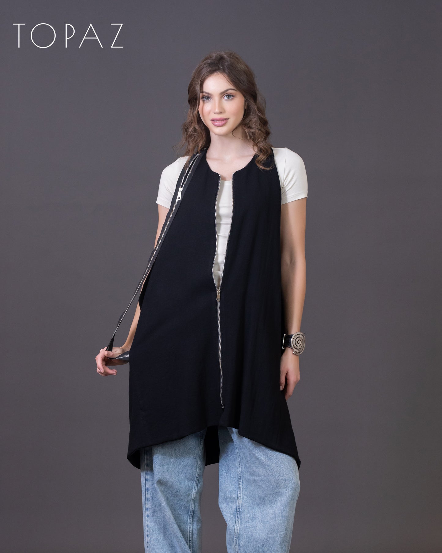 Vest with Zipper Detailing