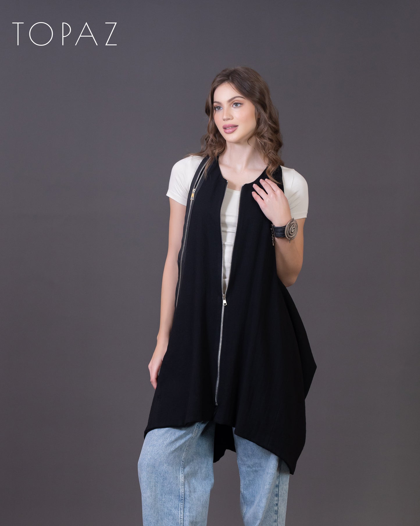 Vest with Zipper Detailing