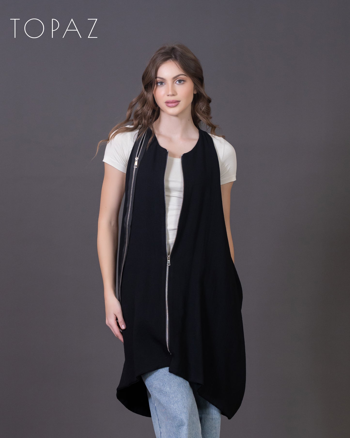 Vest with Zipper Detailing