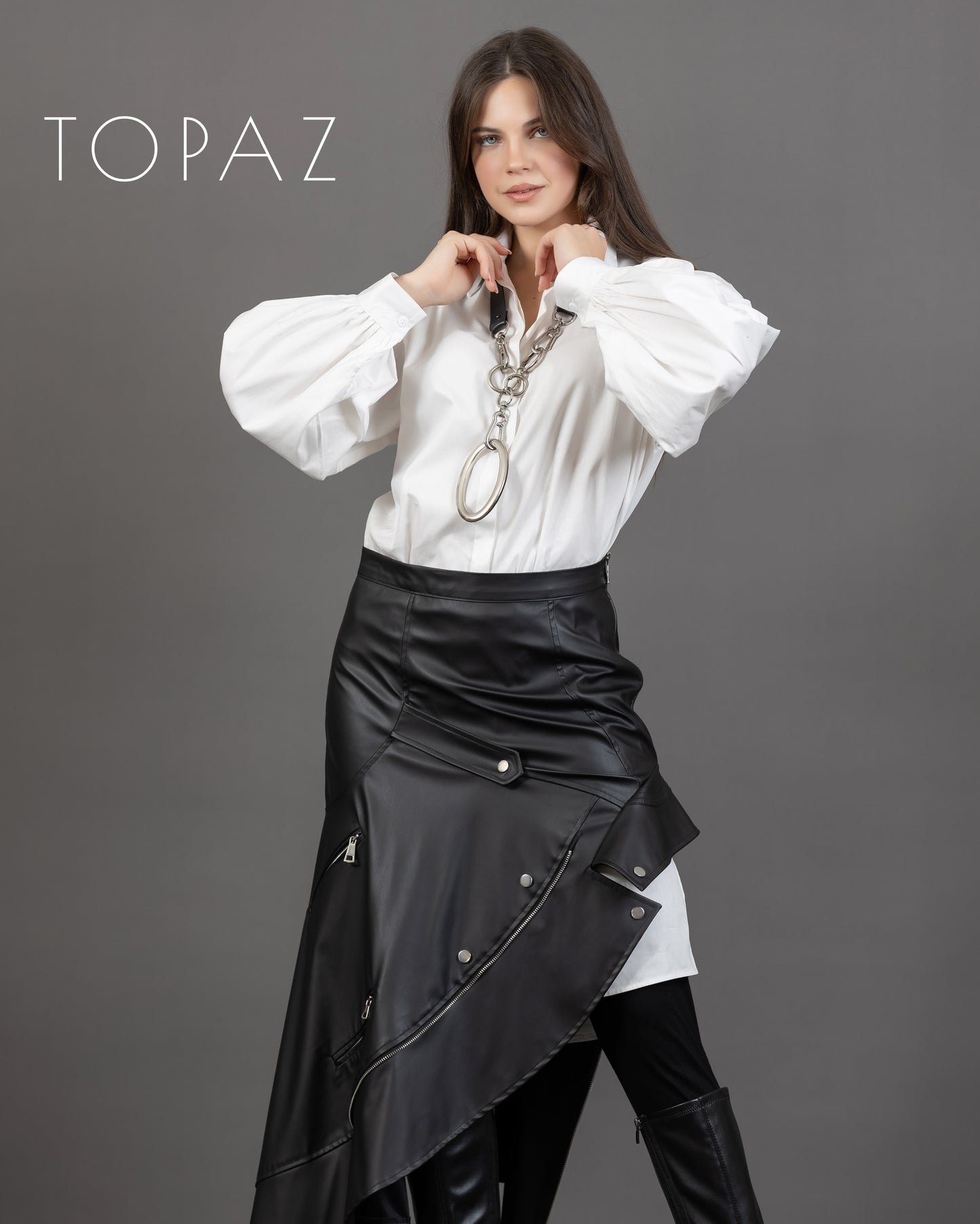 Leather Skirt with Zippers