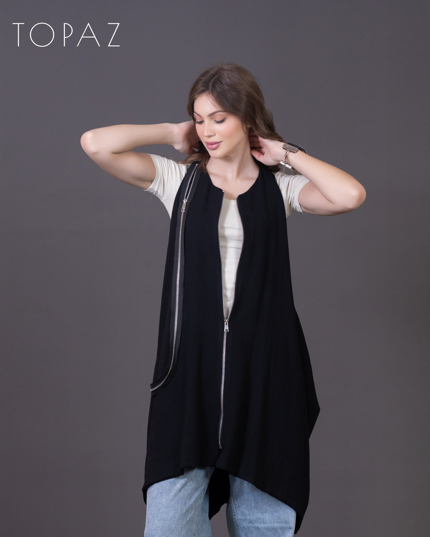 Vest with Zipper Detailing