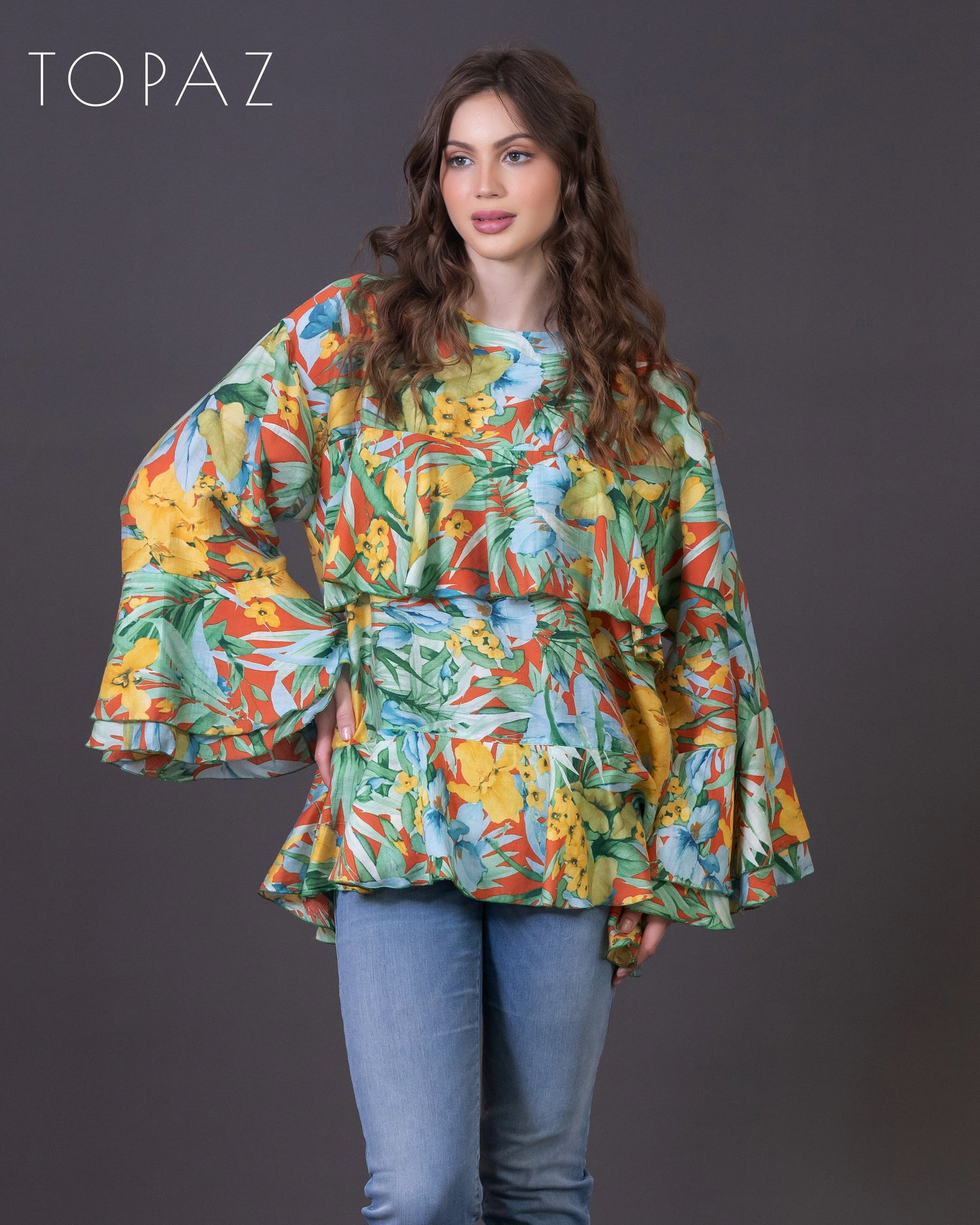 Floral Top with Ruffles
