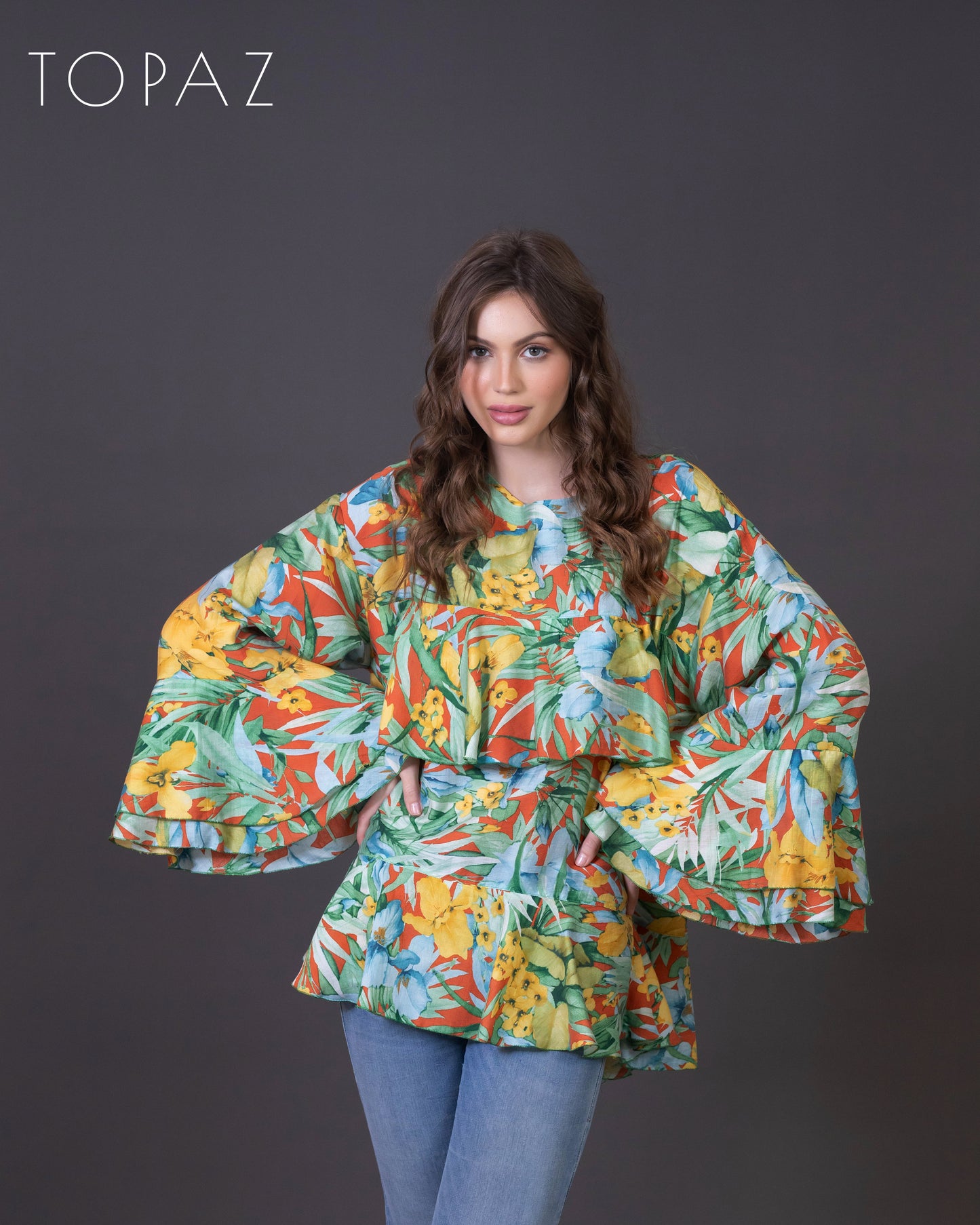 Floral Top with Ruffles