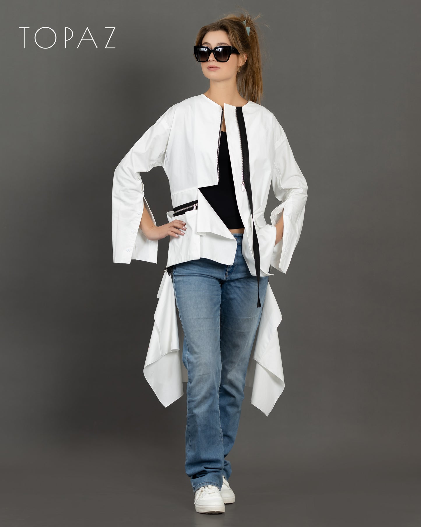 Poplin Tunic Featuring Zippers