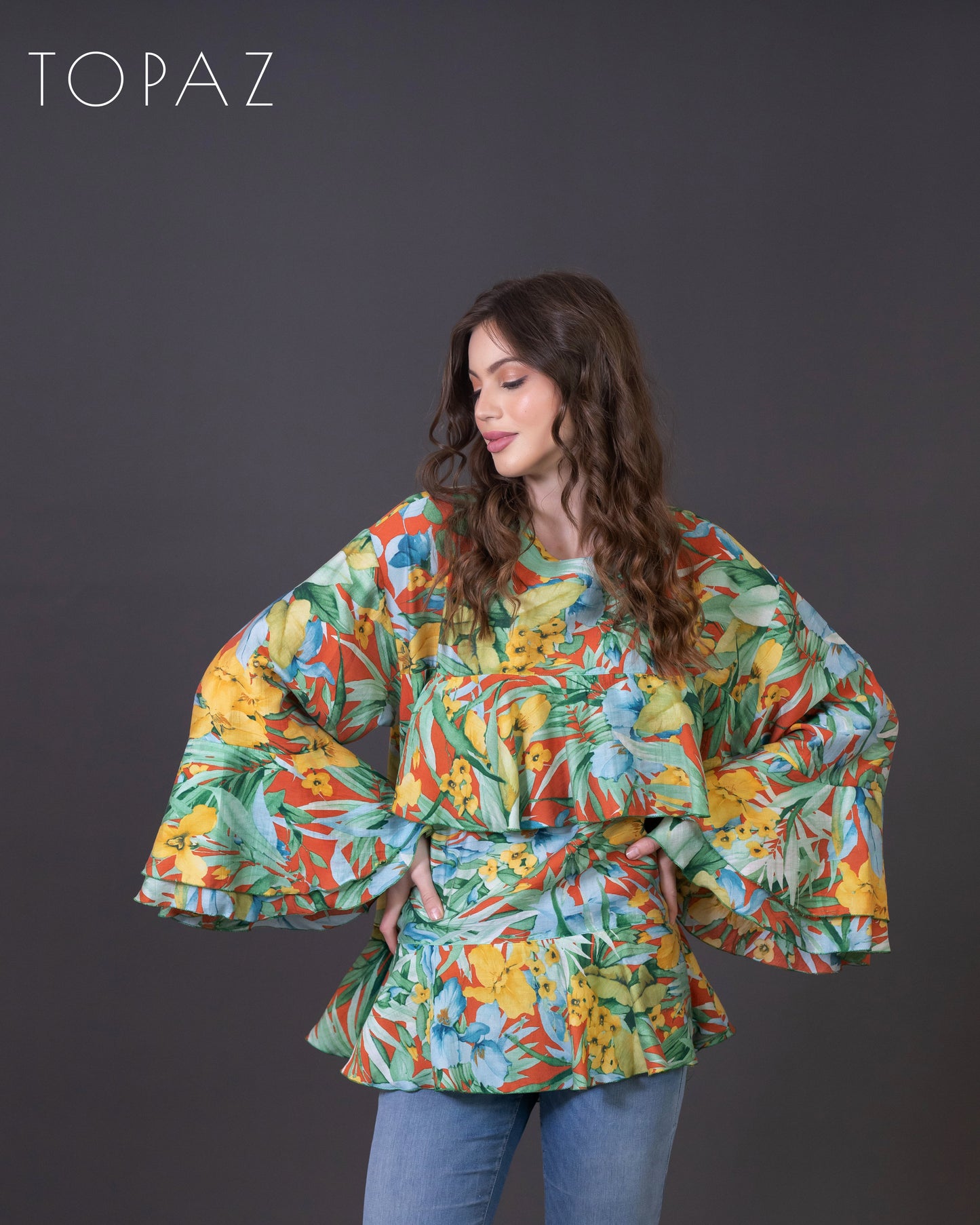 Floral Top with Ruffles