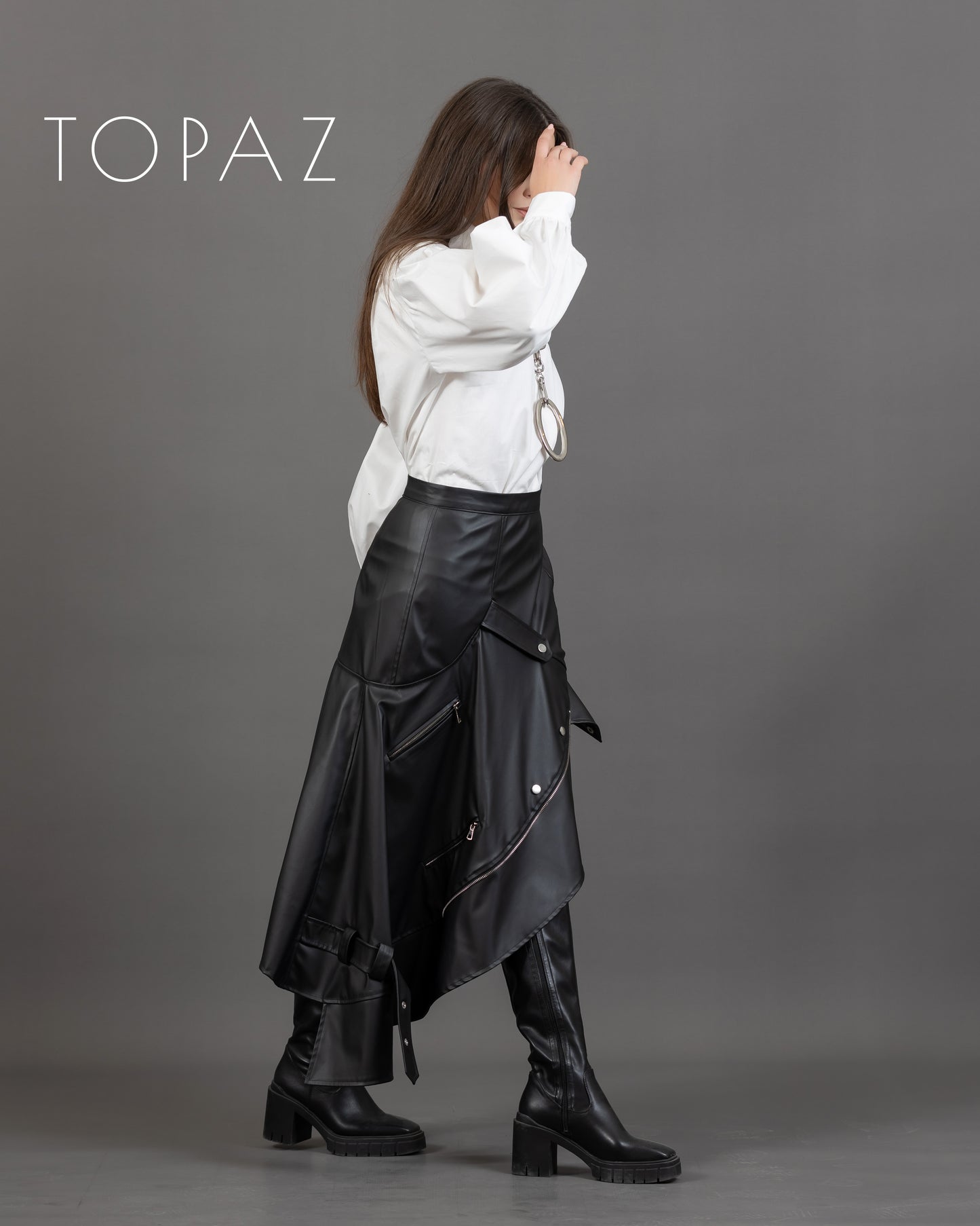 Leather Skirt with Zippers