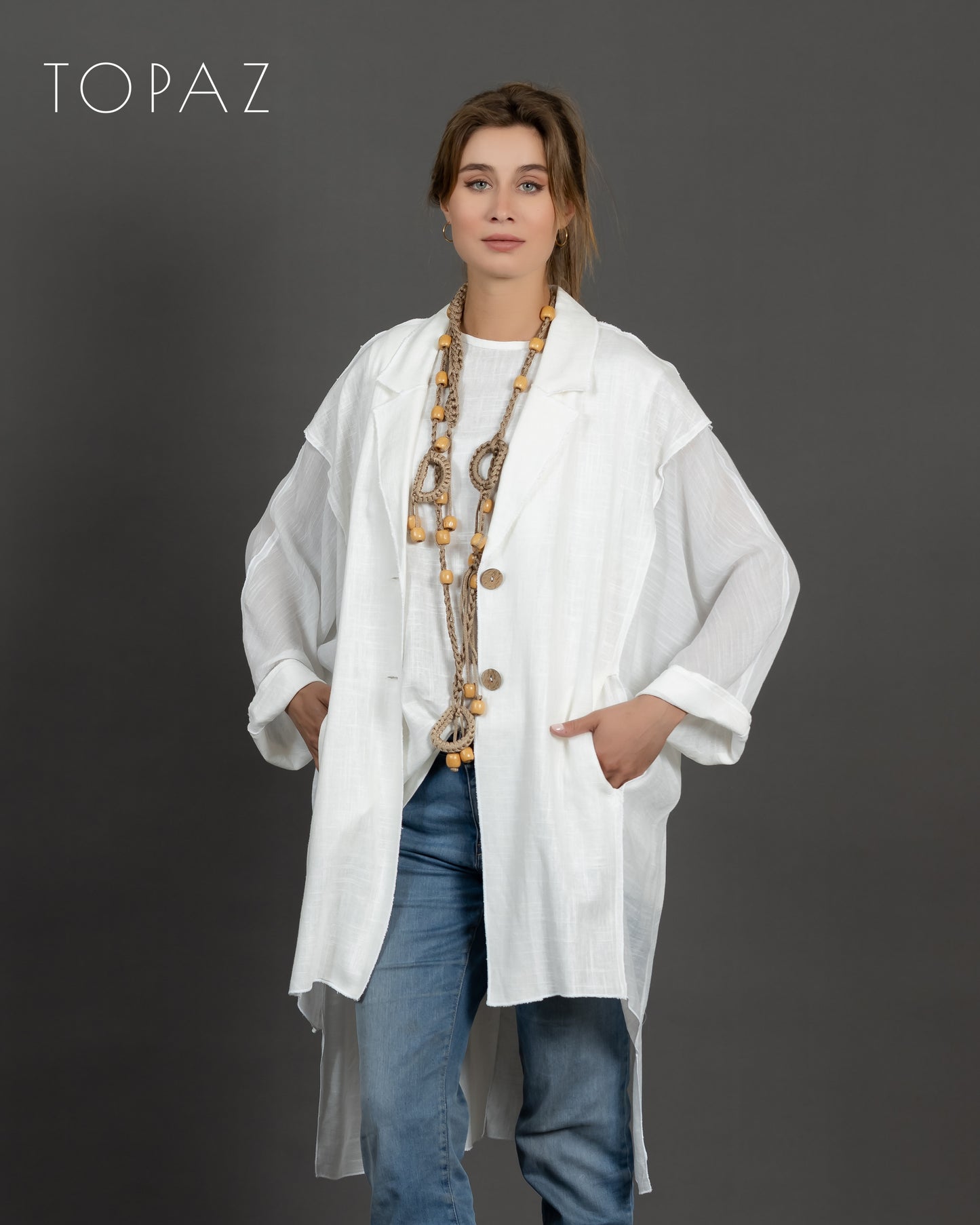 Linen Jacket with Voile Panels