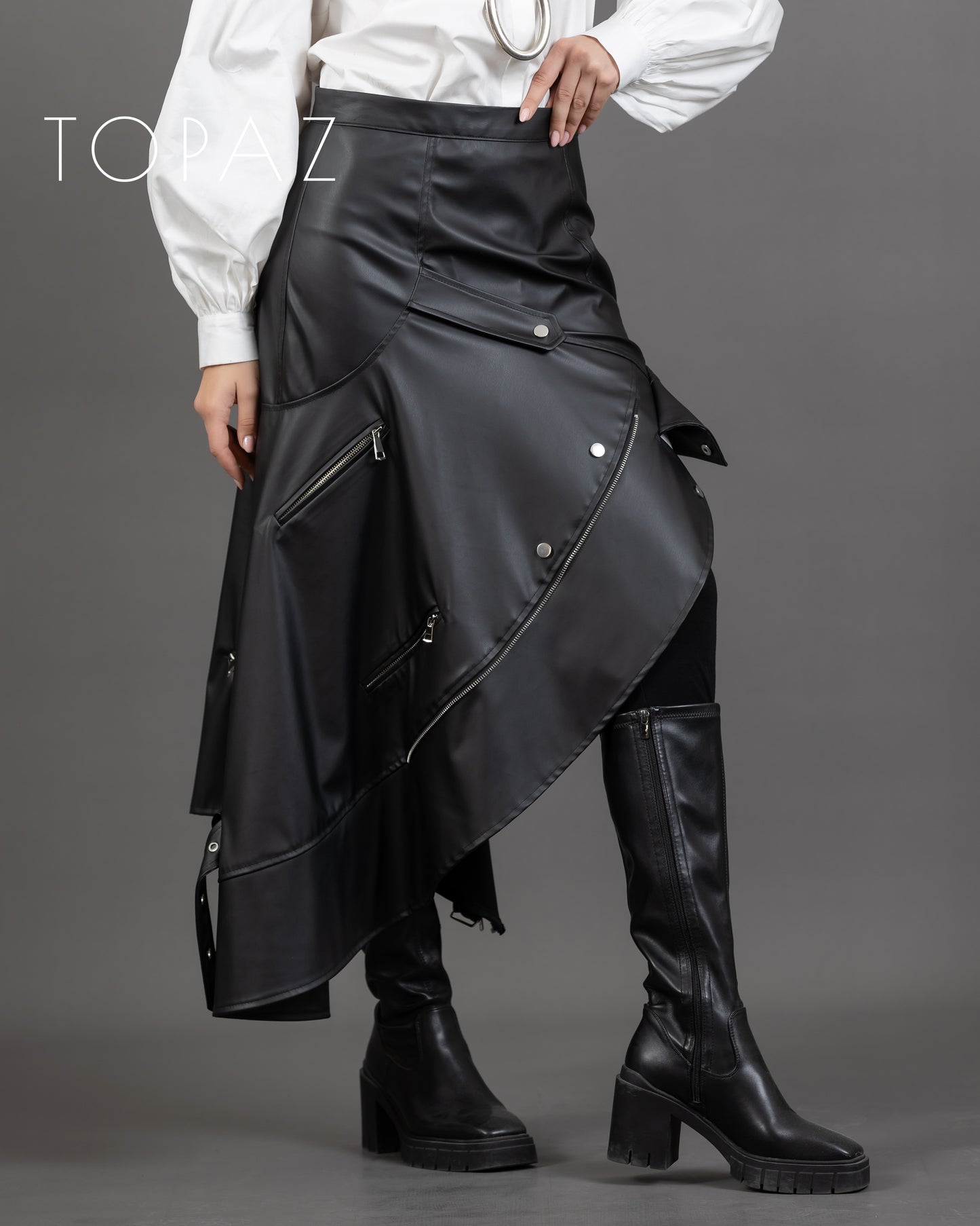 Leather Skirt with Zippers