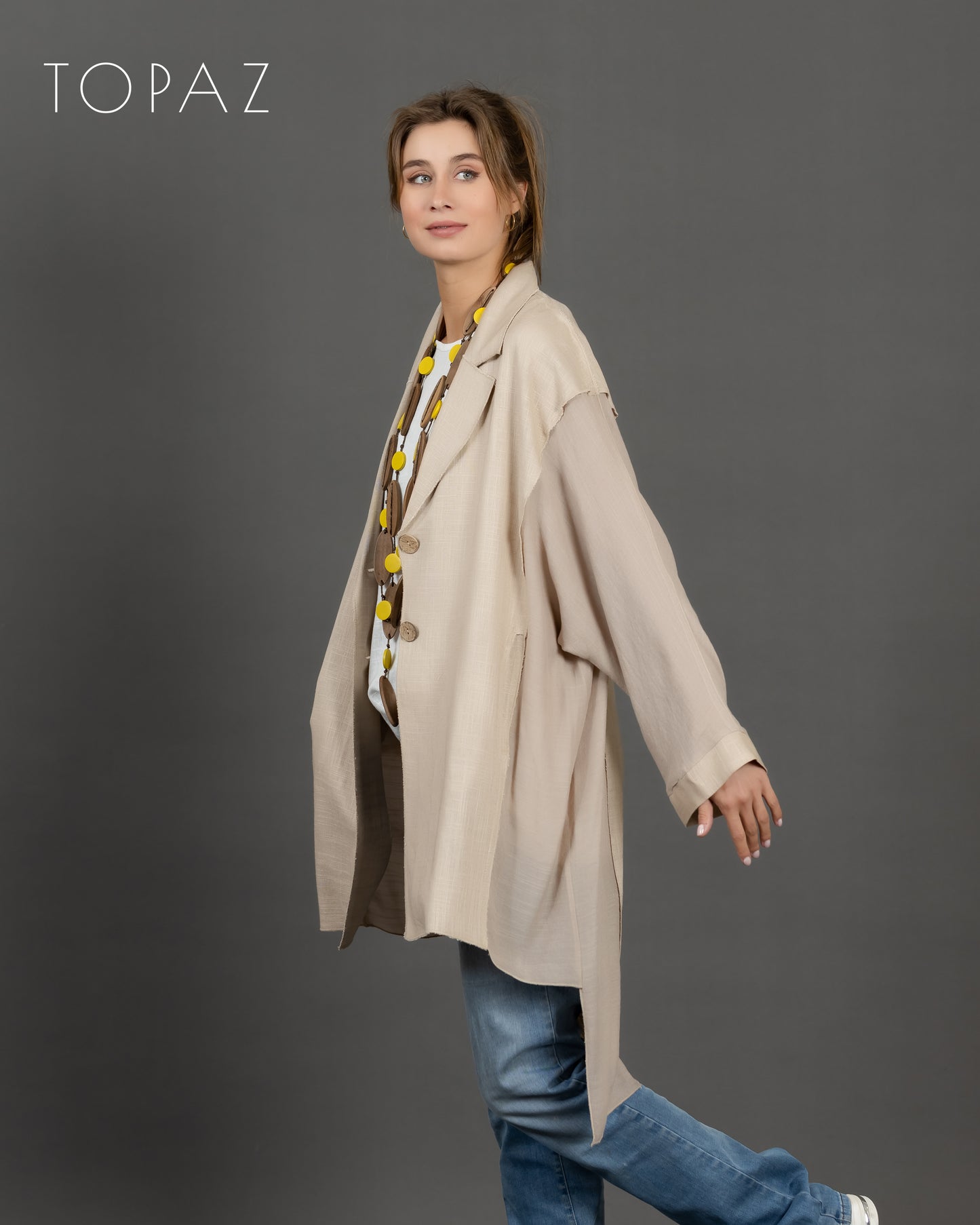 Linen Jacket with Voile Panels