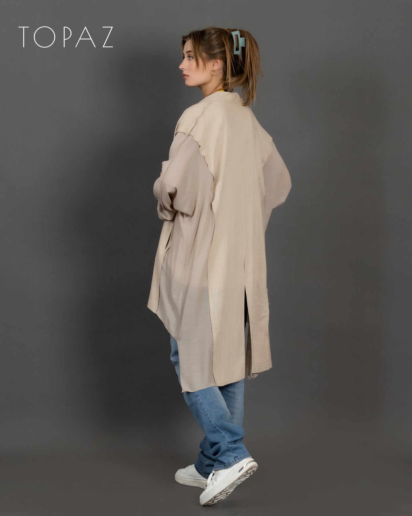 Linen Jacket with Voile Panels