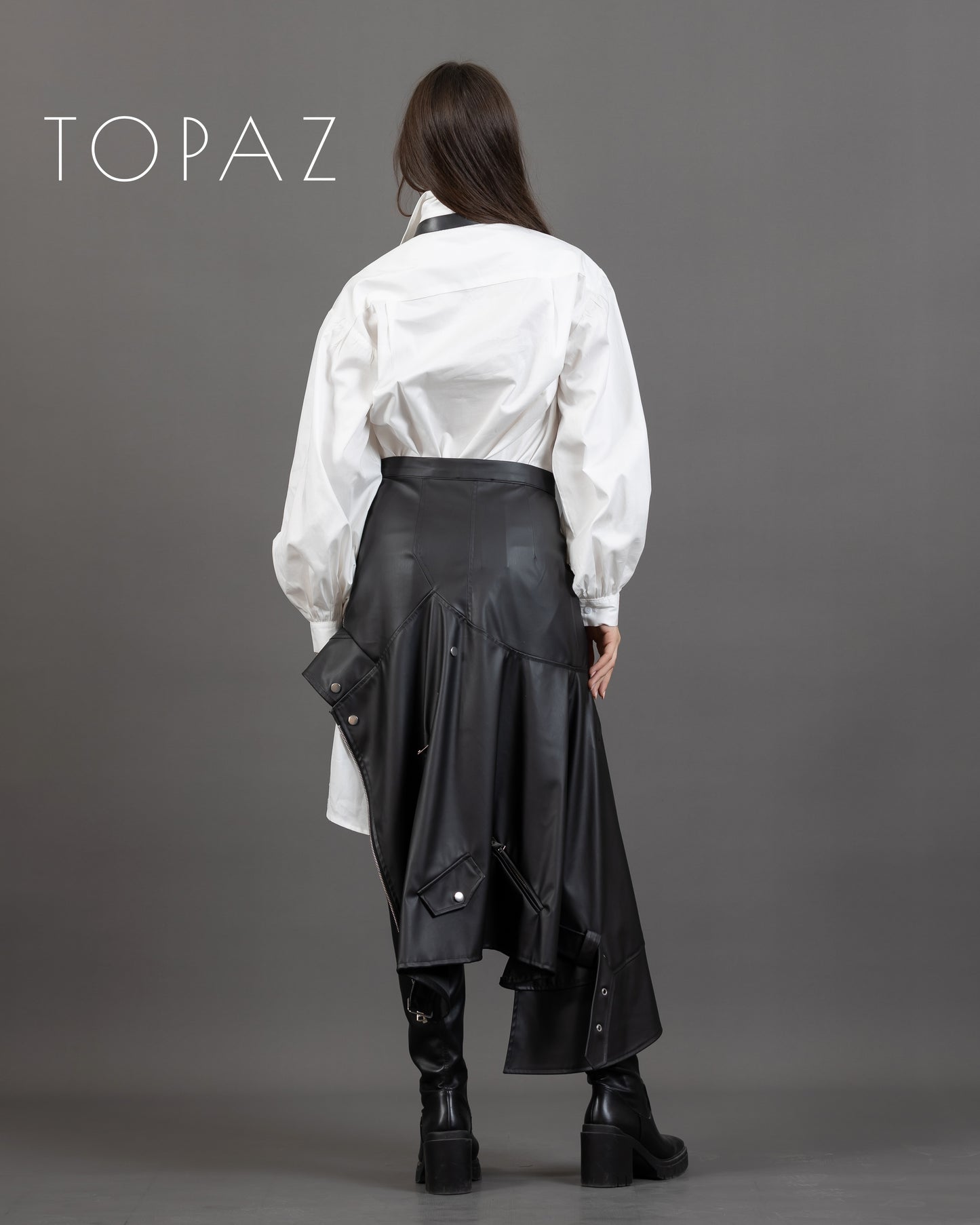 Leather Skirt with Zippers