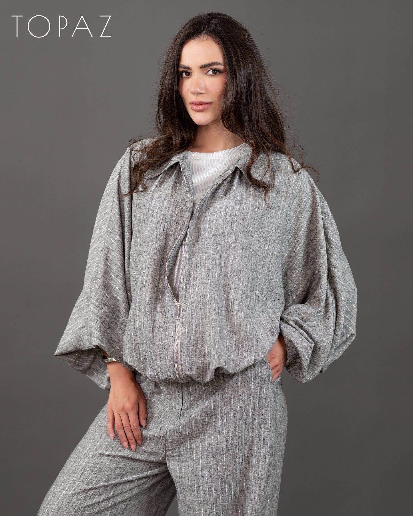 Metallic Striped Linen Set