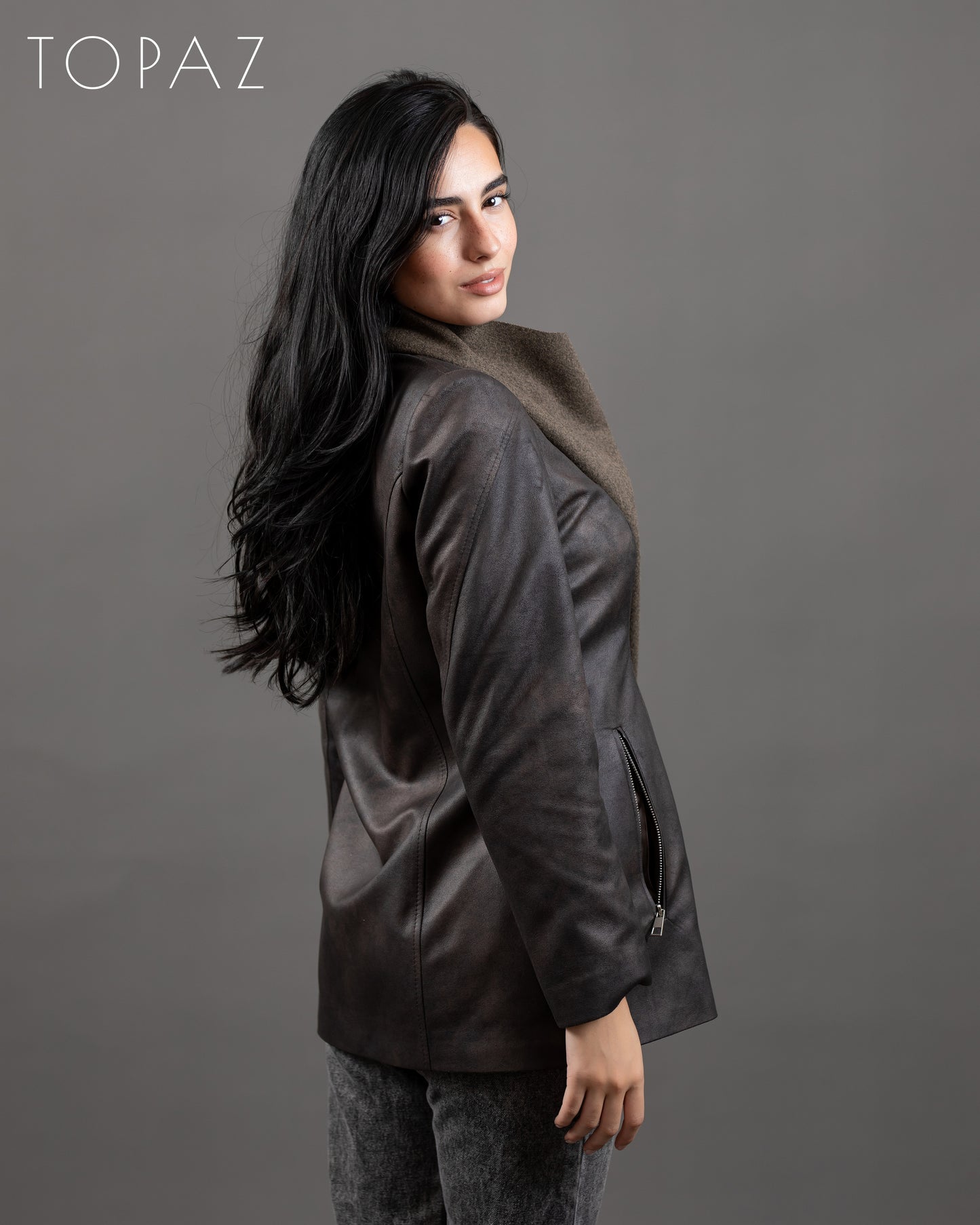 Leather Jacket With Wool Panelling