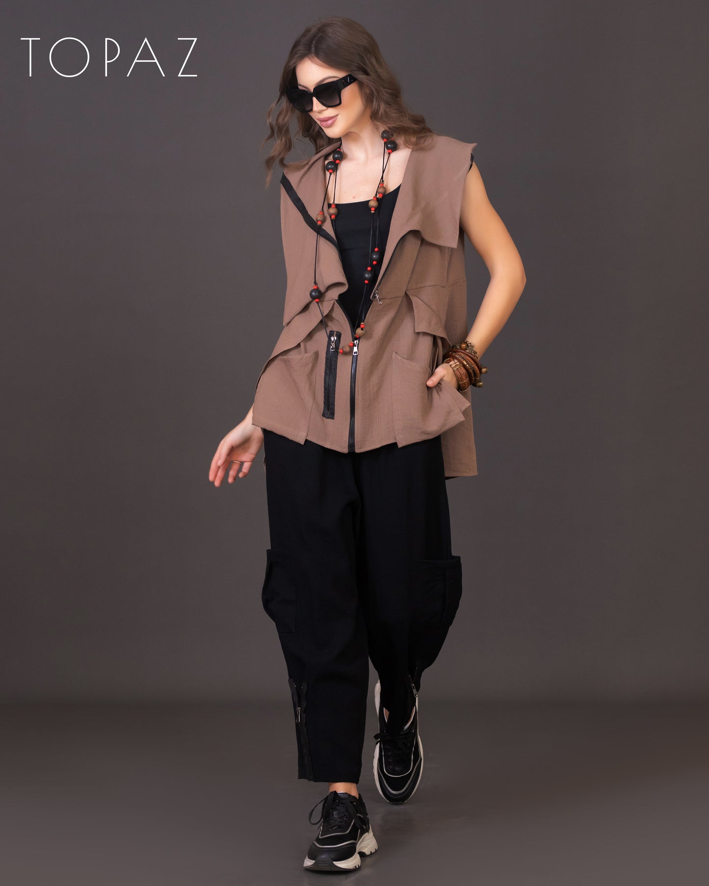 Vest with Black Zipper