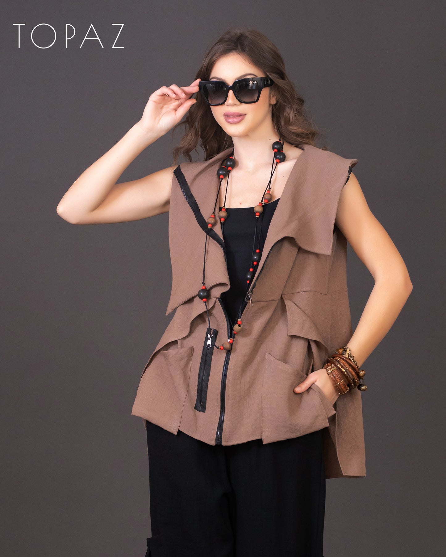 Vest with Black Zipper