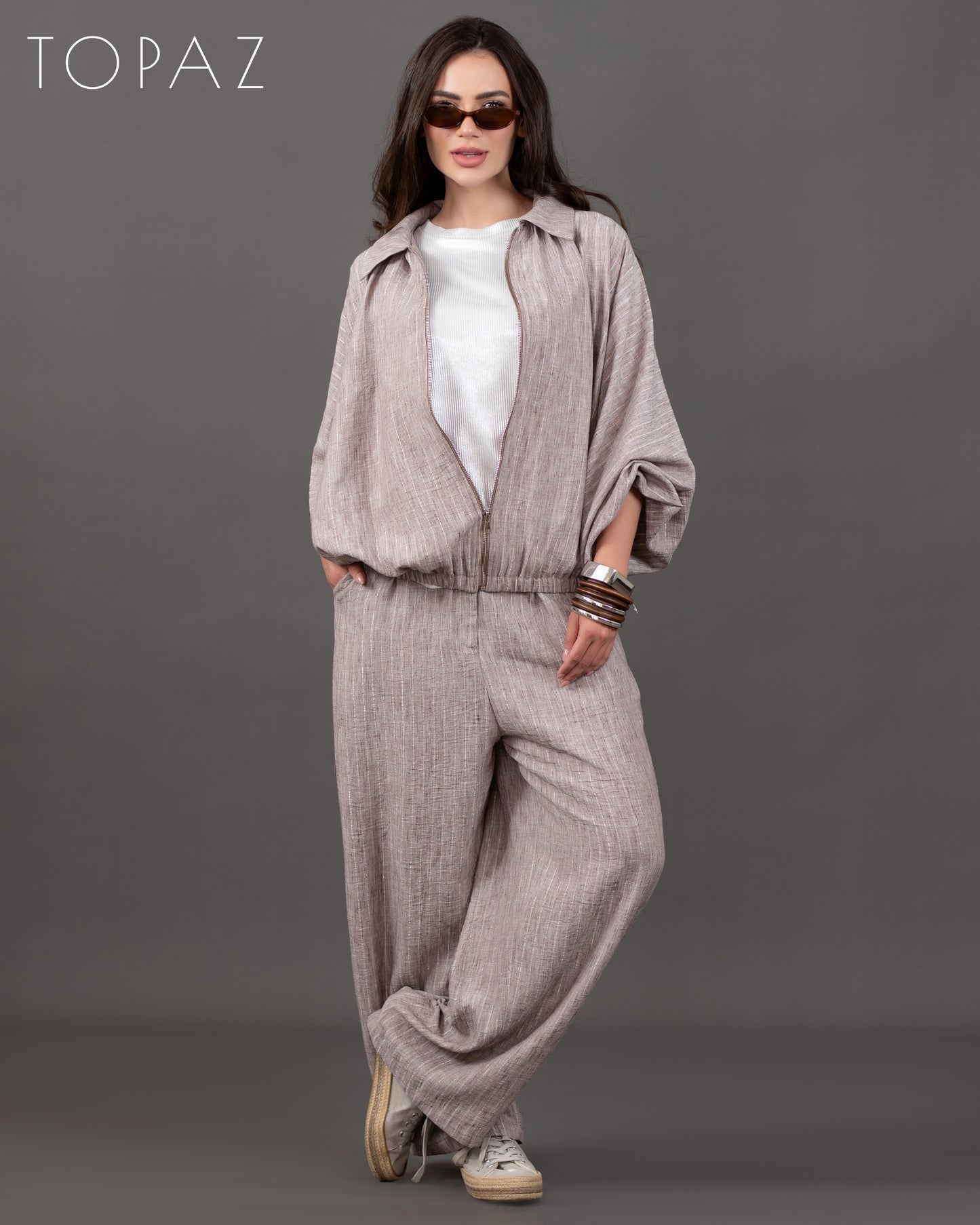 Metallic Striped Linen Set