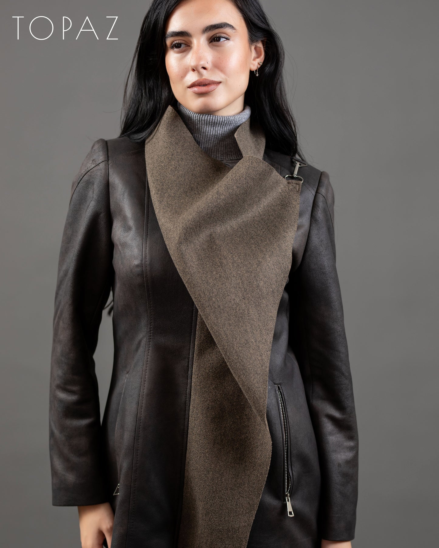 Leather Jacket With Wool Panelling