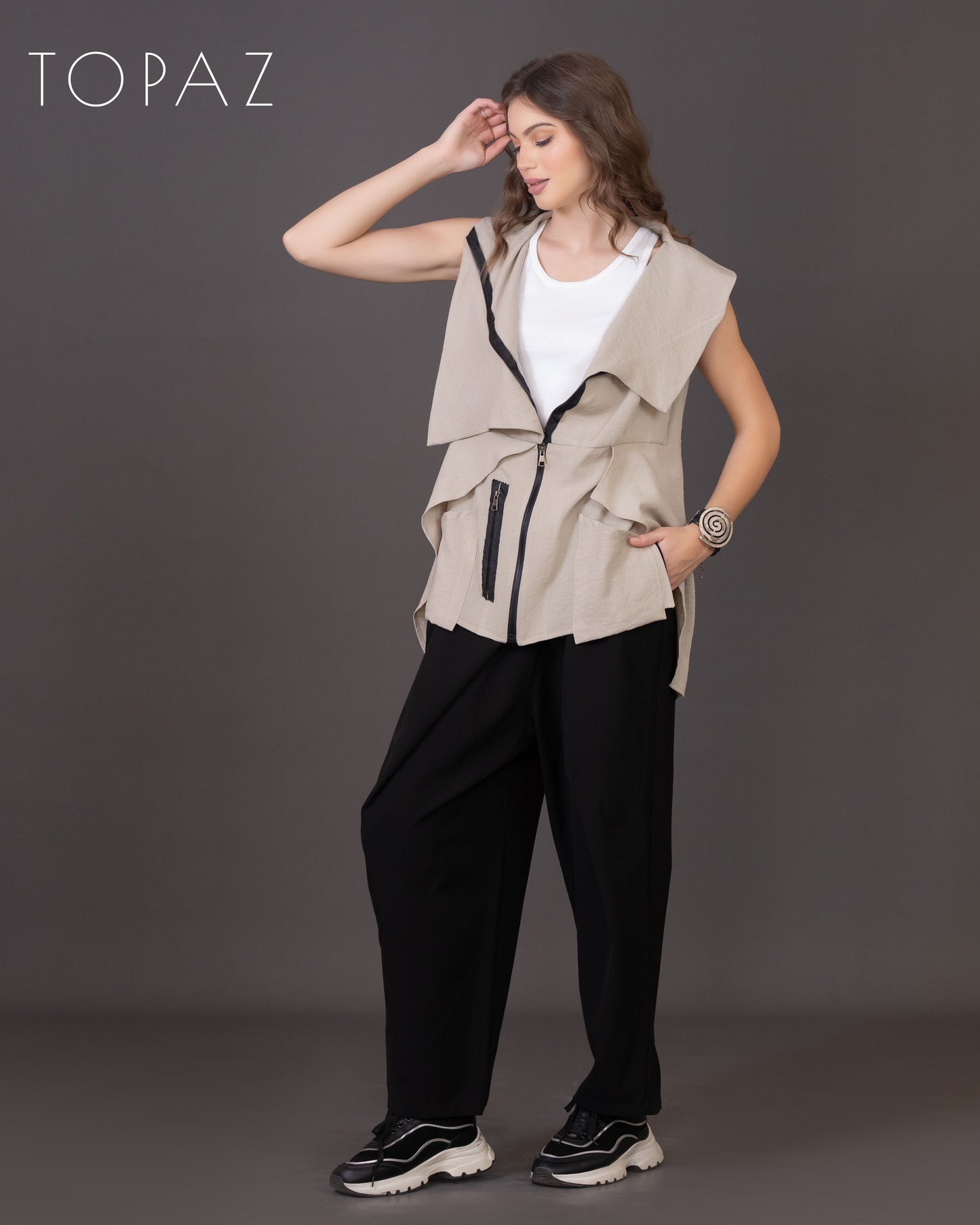 Vest with Black Zipper