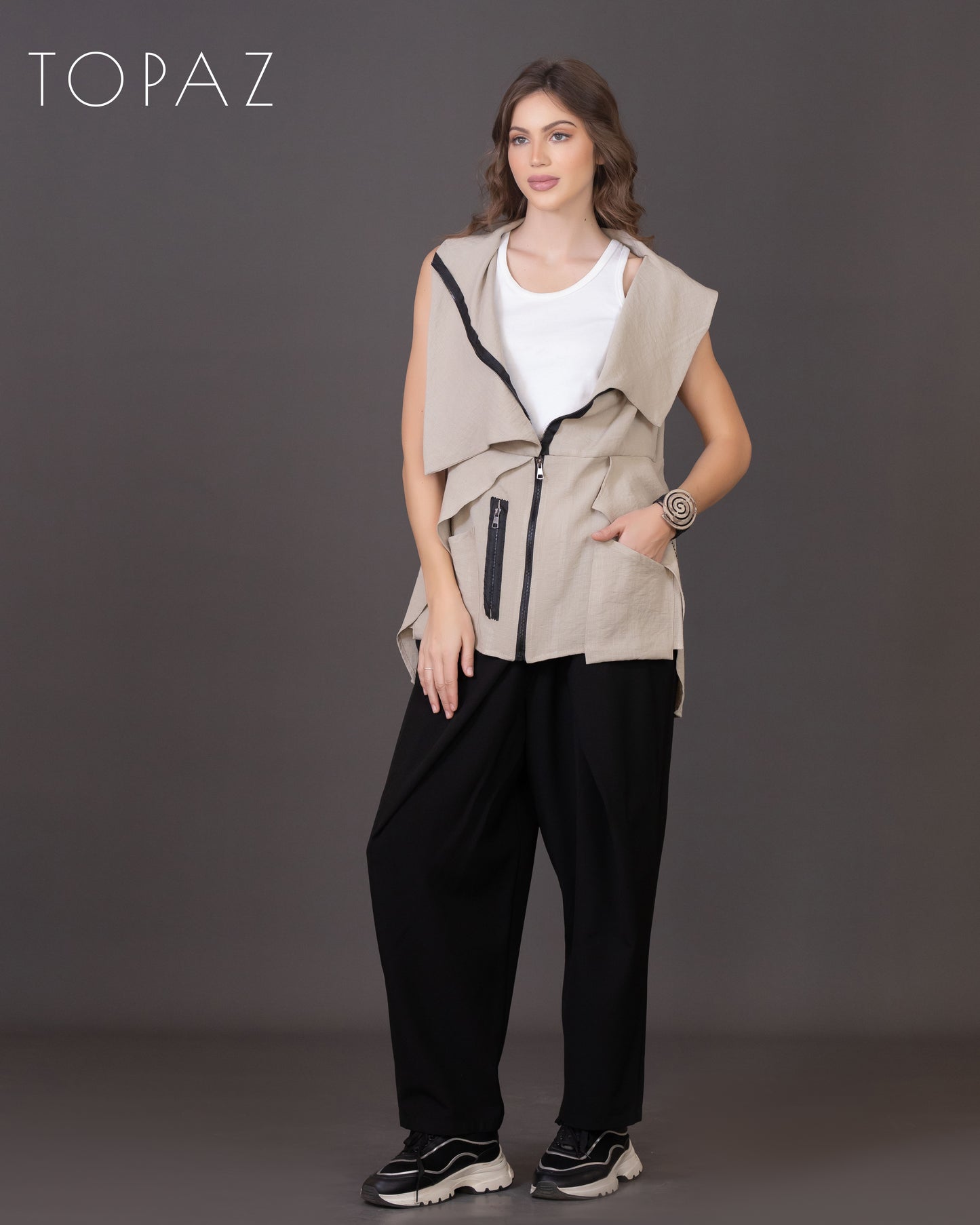 Vest with Black Zipper