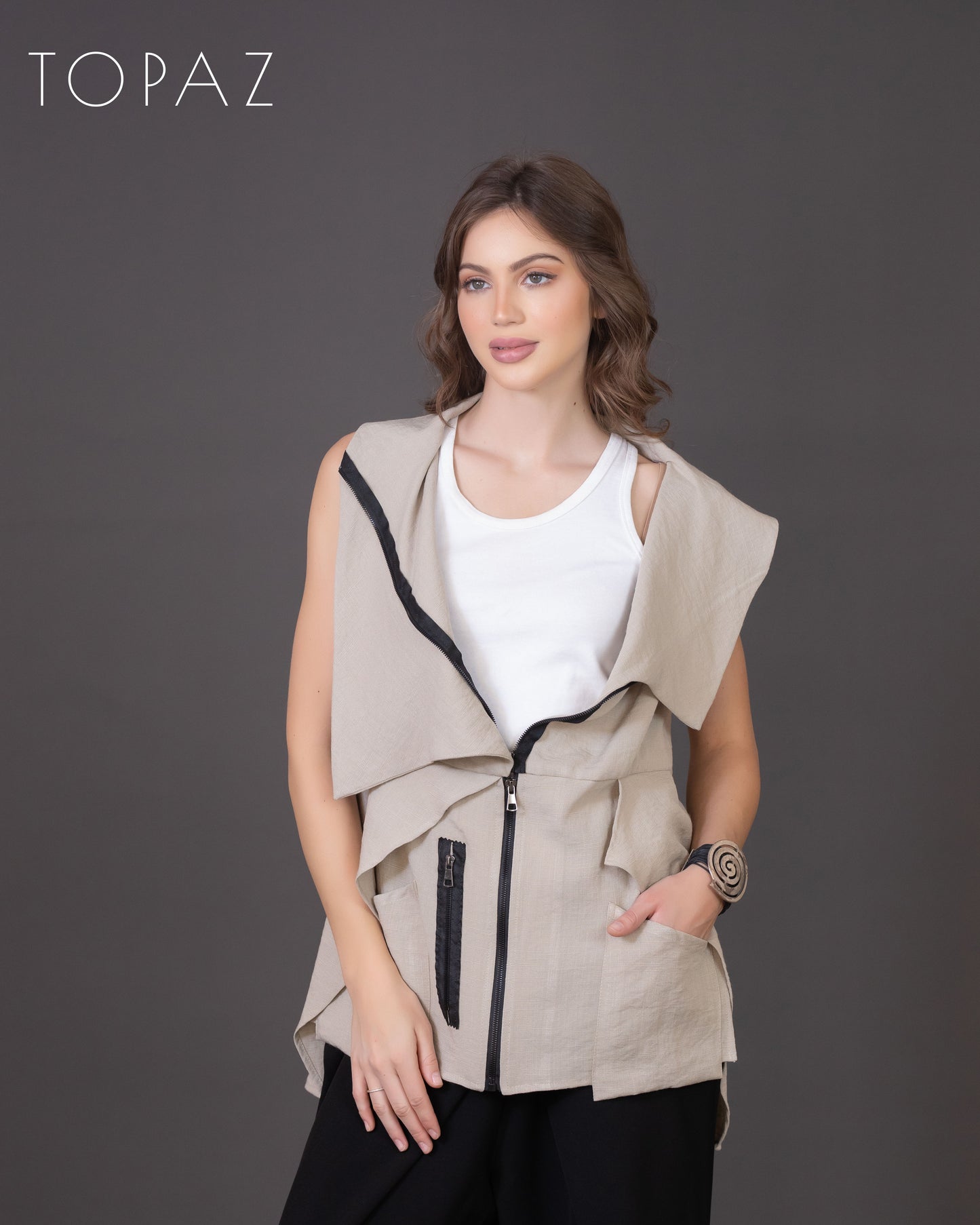 Vest with Black Zipper
