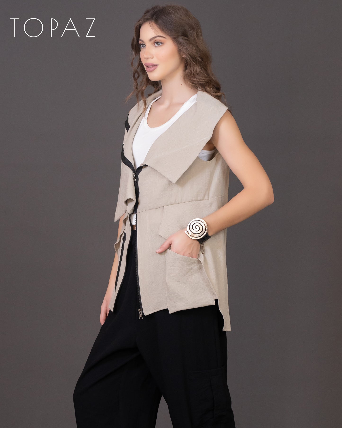 Vest with Black Zipper