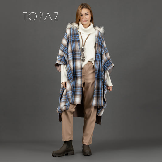 Plaid Cape with Fur