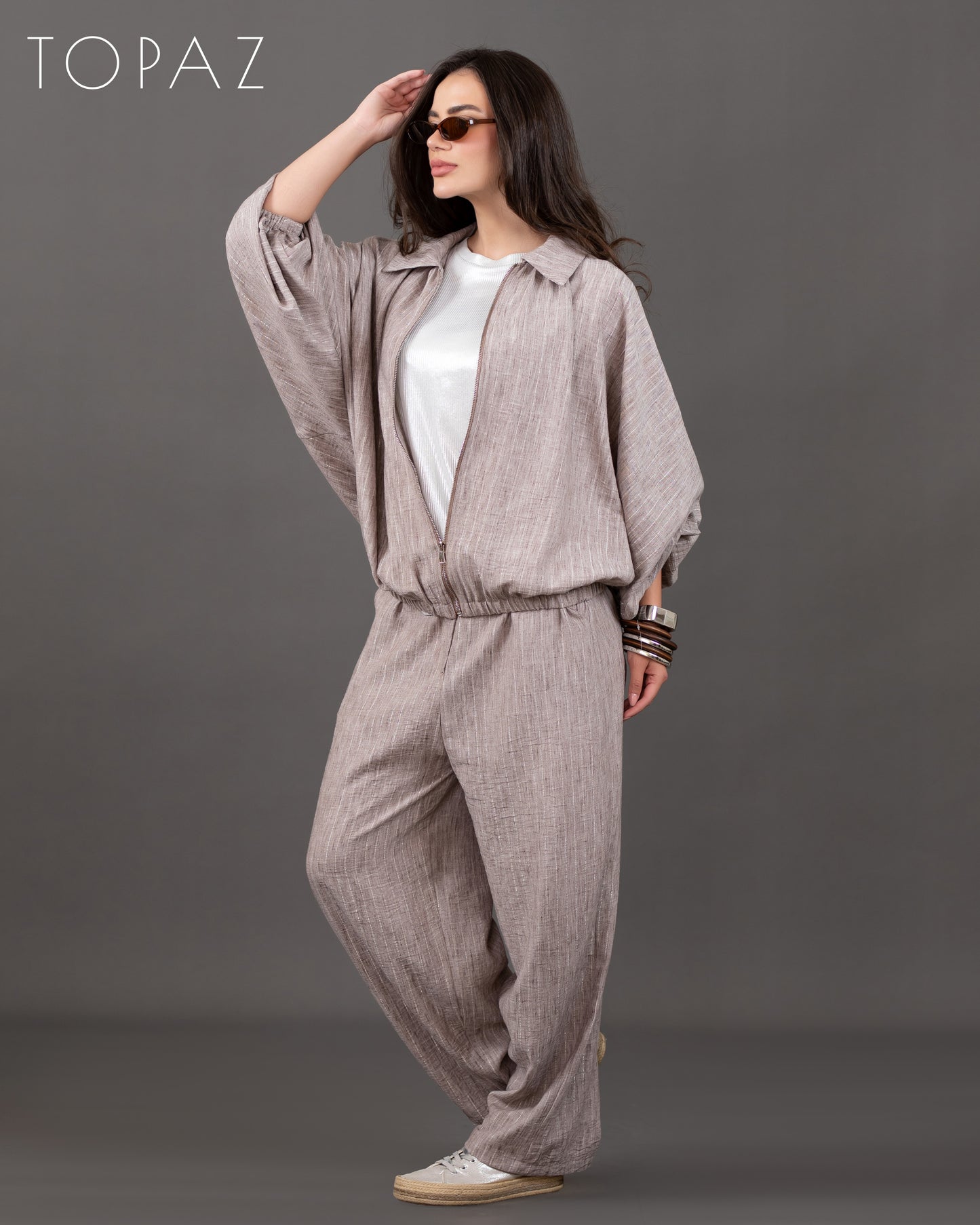 Metallic Striped Linen Set