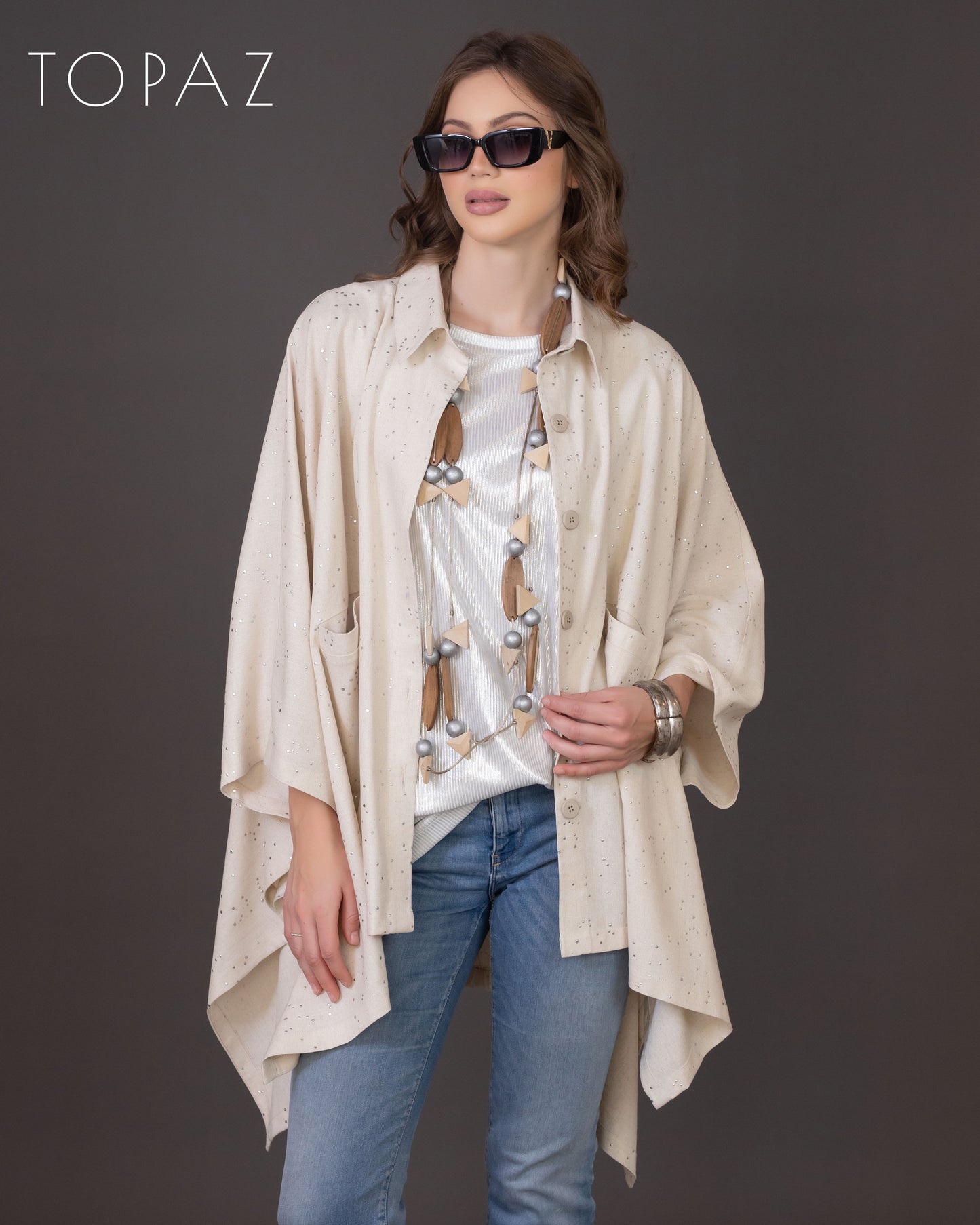 Metallic Polka Dot Poncho