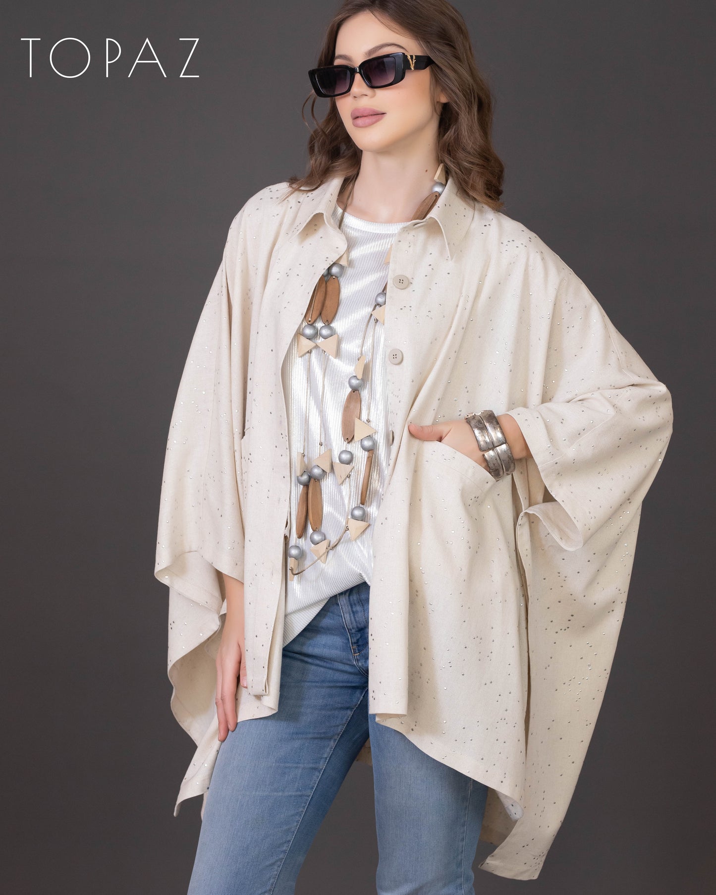 Metallic Polka Dot Poncho