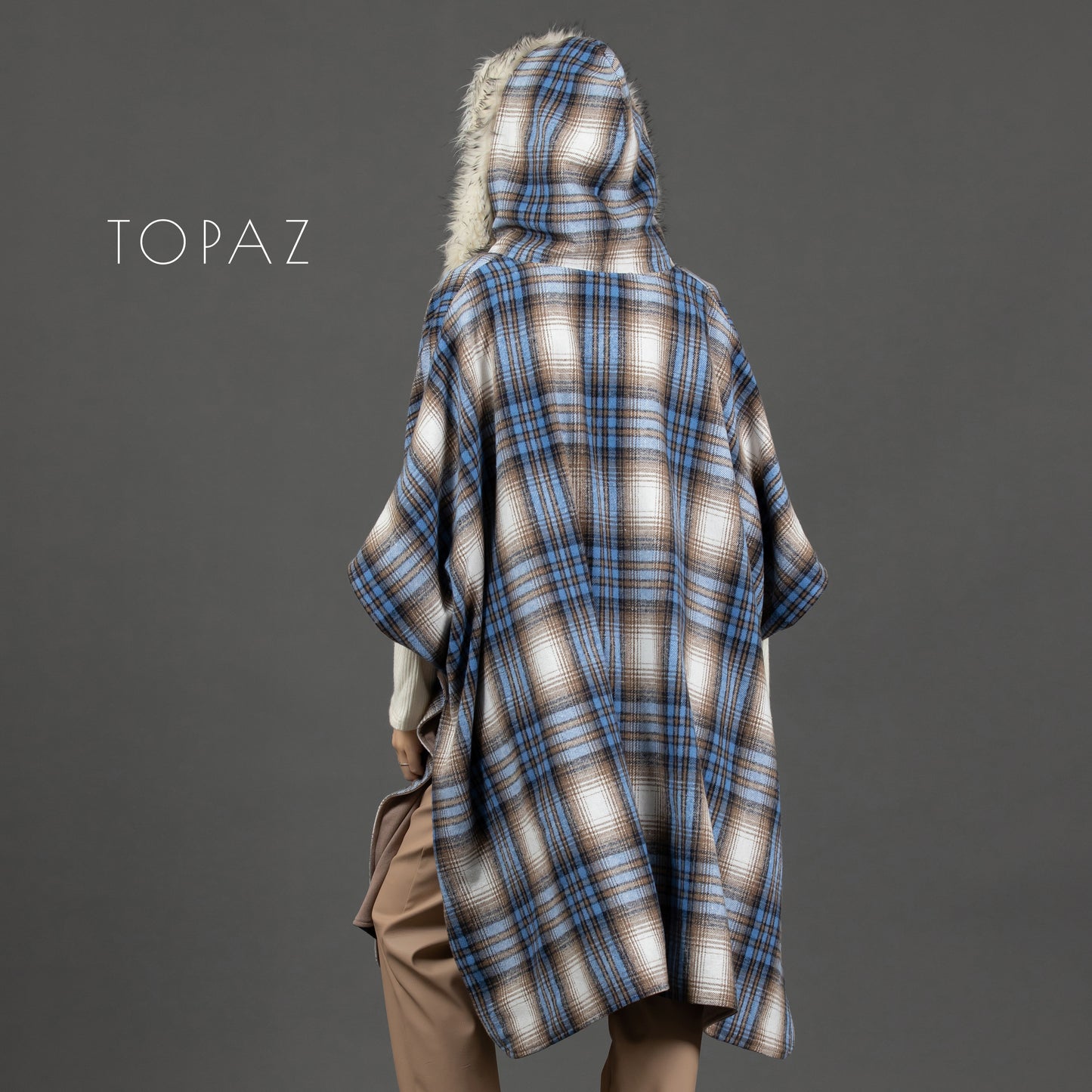 Plaid Cape with Fur