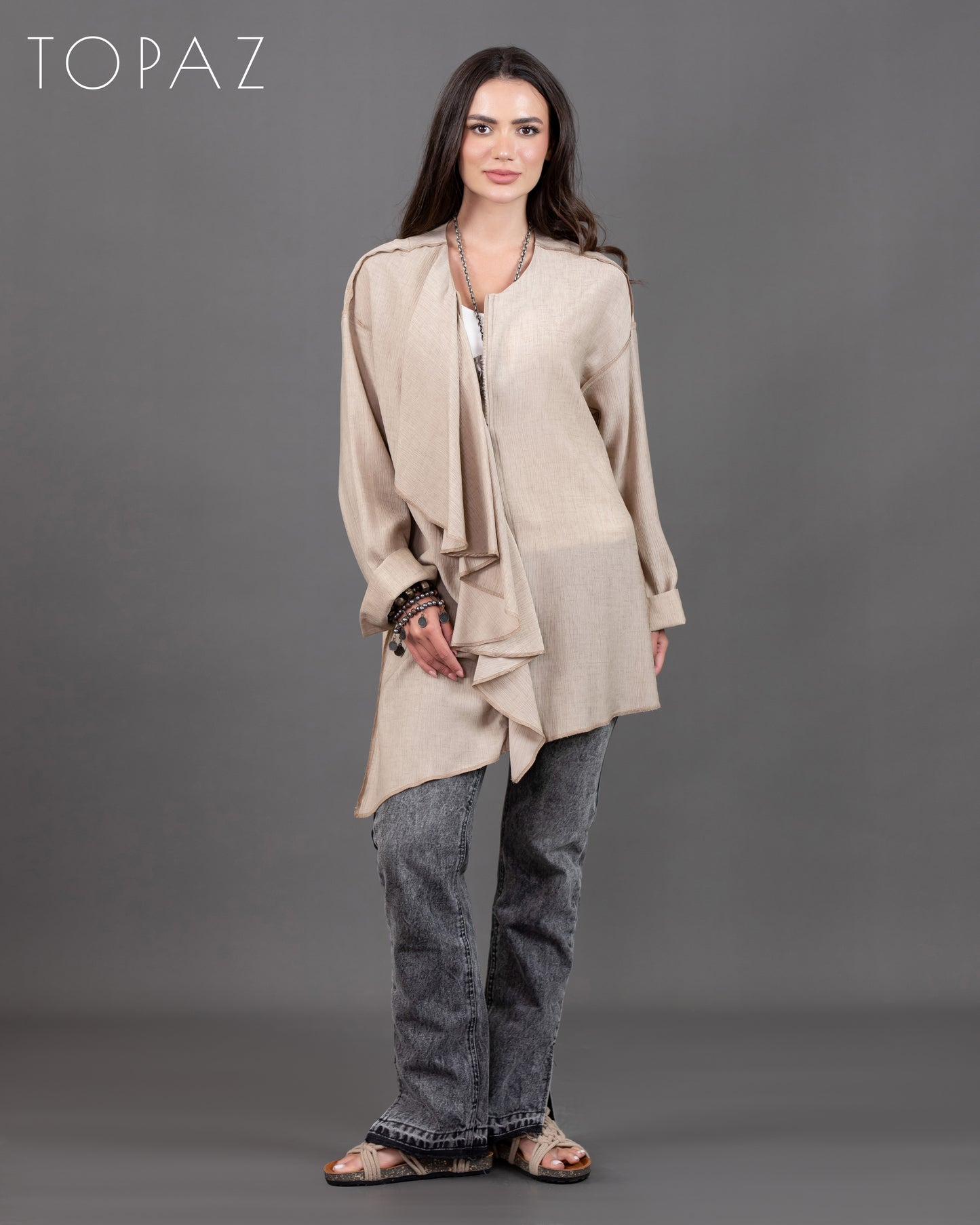 Ruffle Blouse With Zipper