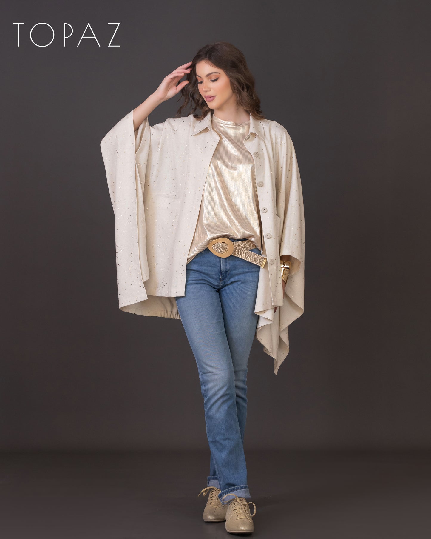 Metallic Polka Dot Poncho