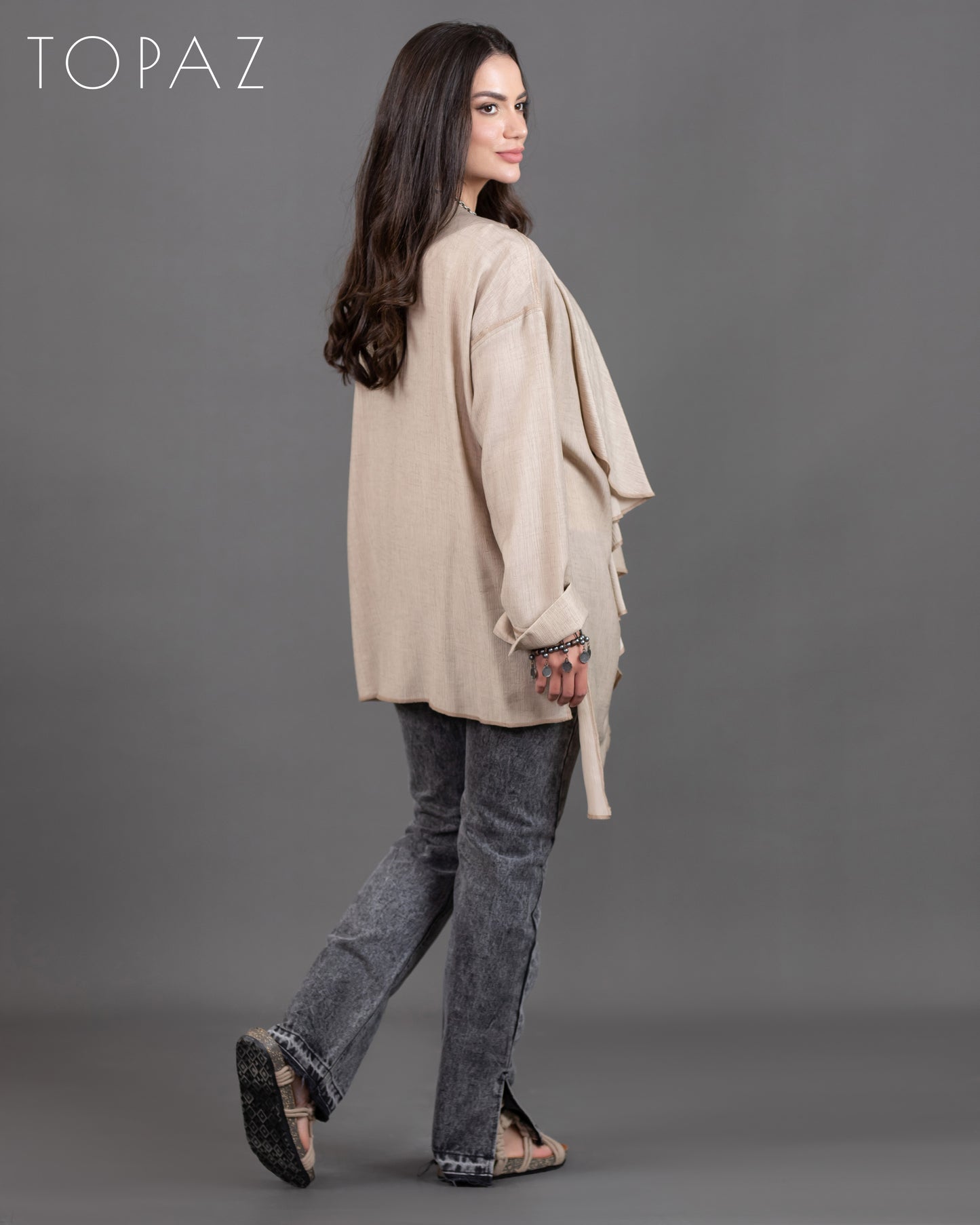 Ruffle Blouse With Zipper