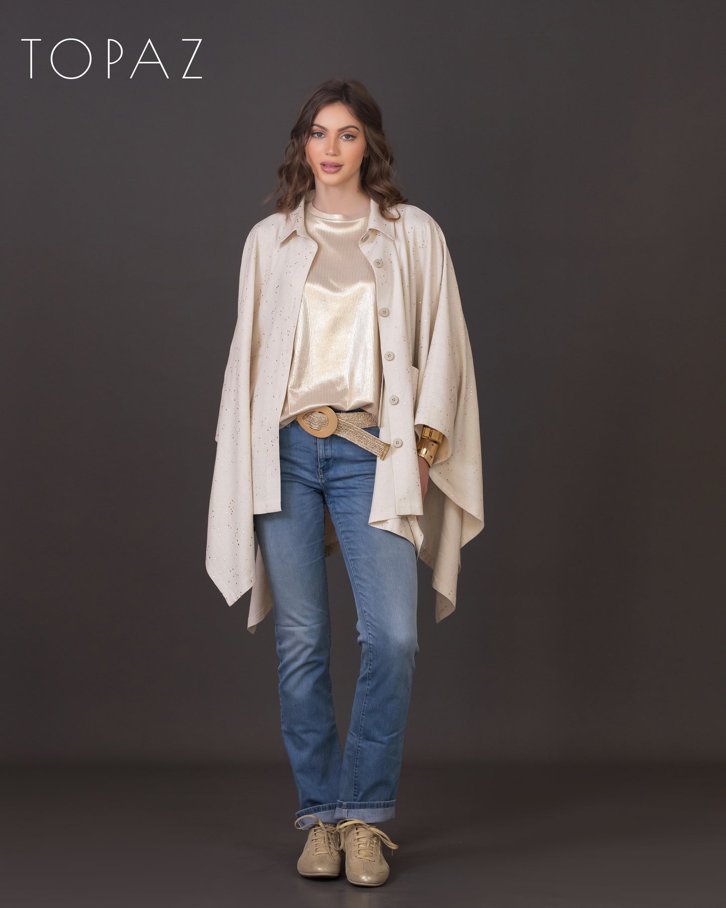 Metallic Polka Dot Poncho