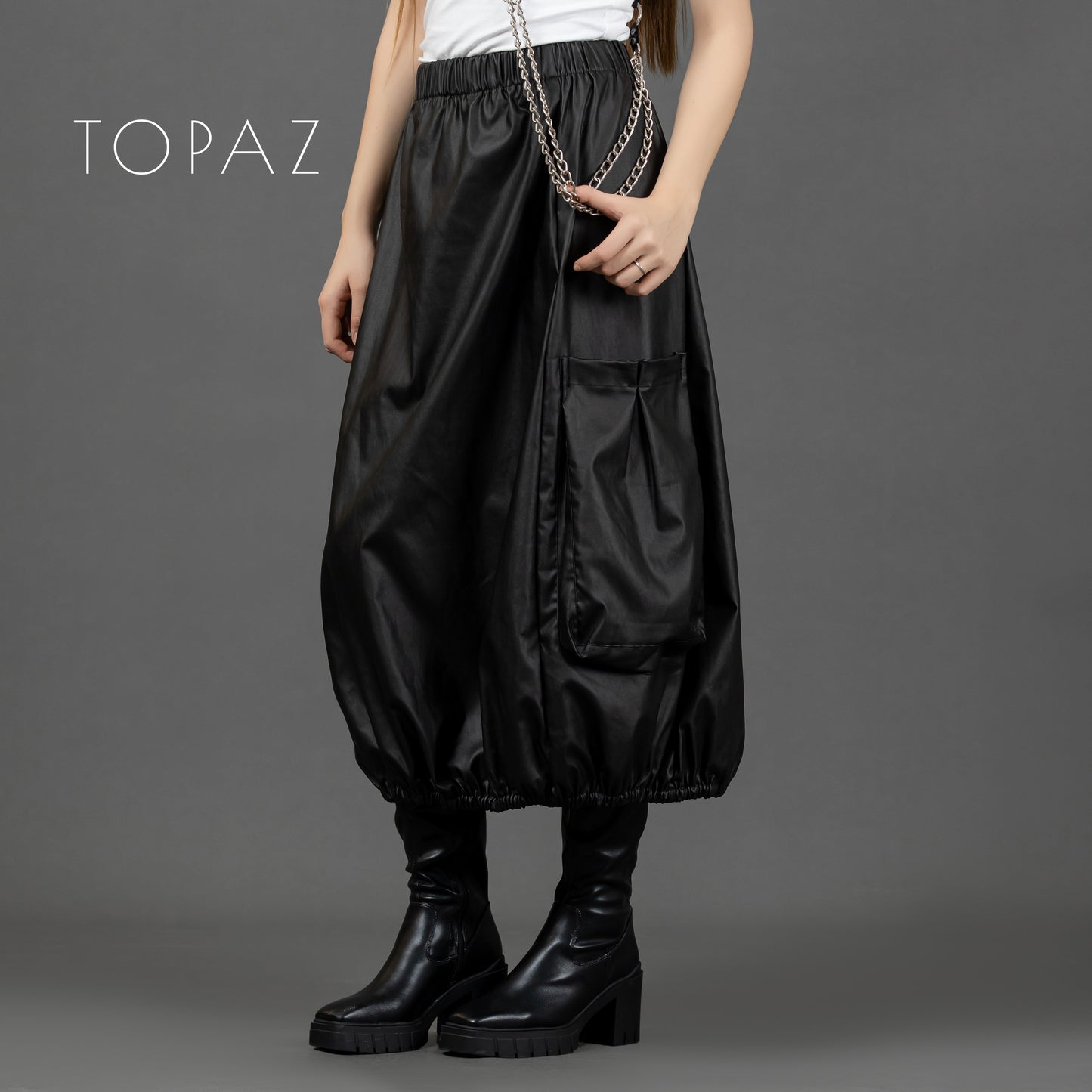 Leather Skirt with Pockets