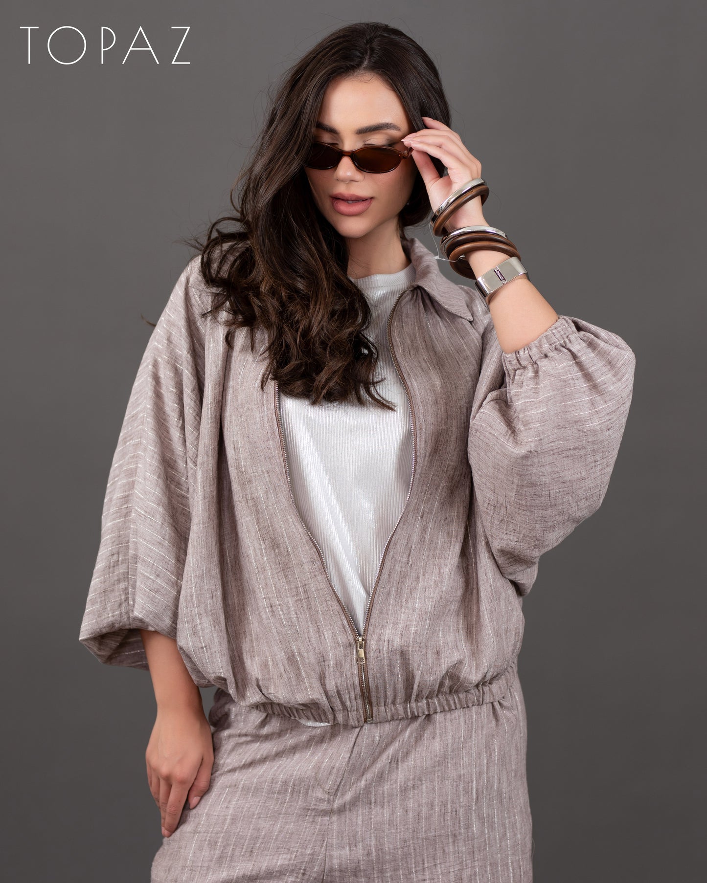 Metallic Striped Linen Set