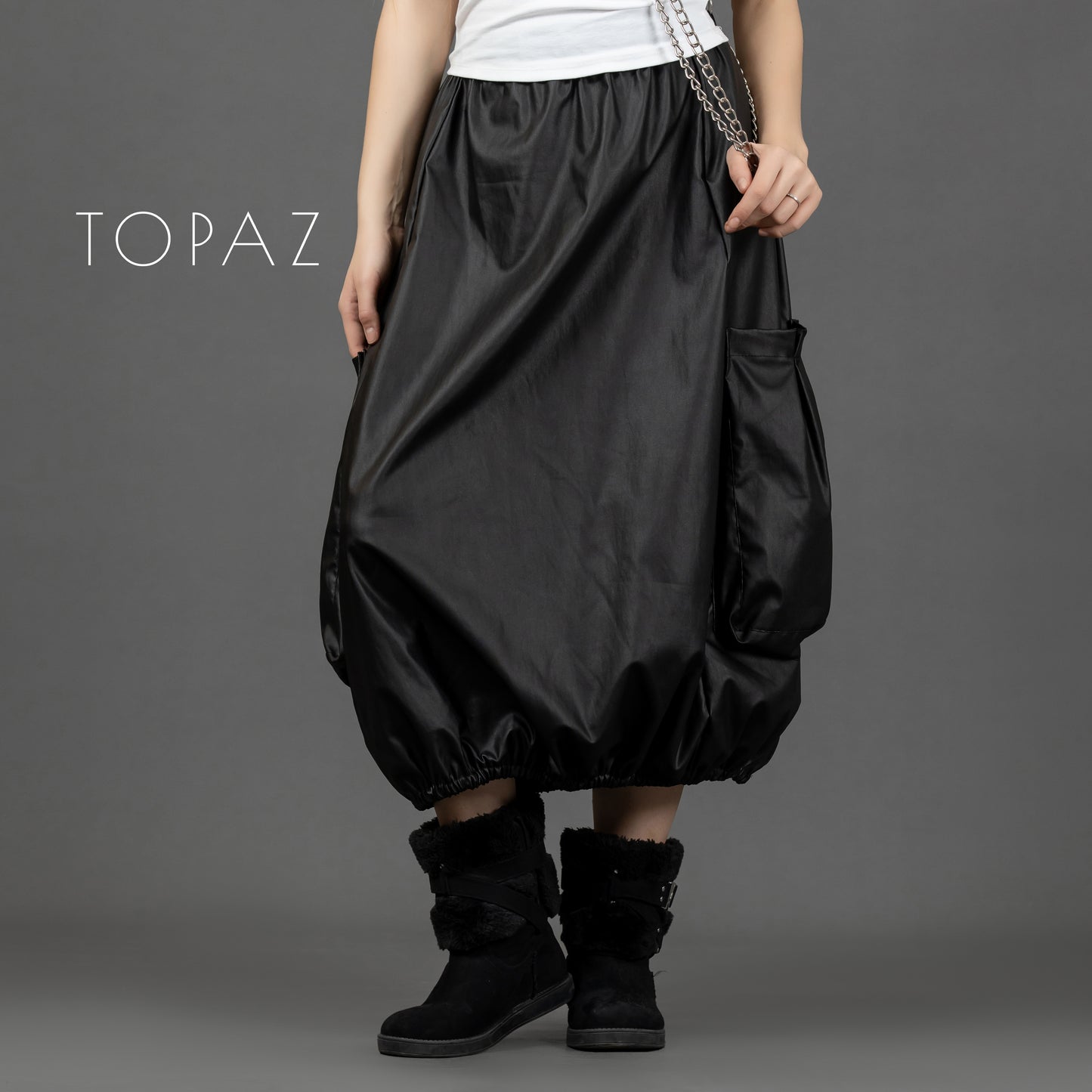 Leather Skirt with Pockets