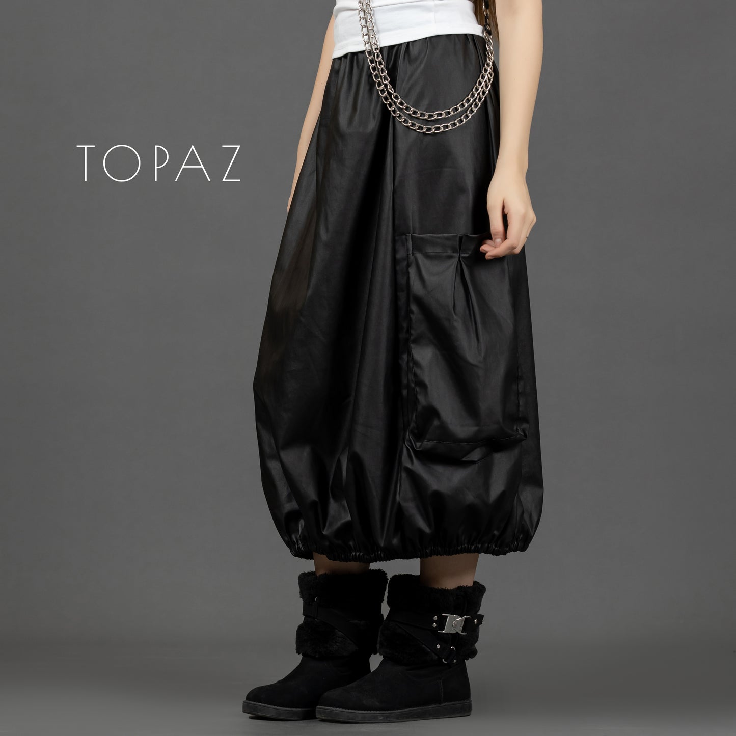 Leather Skirt with Pockets