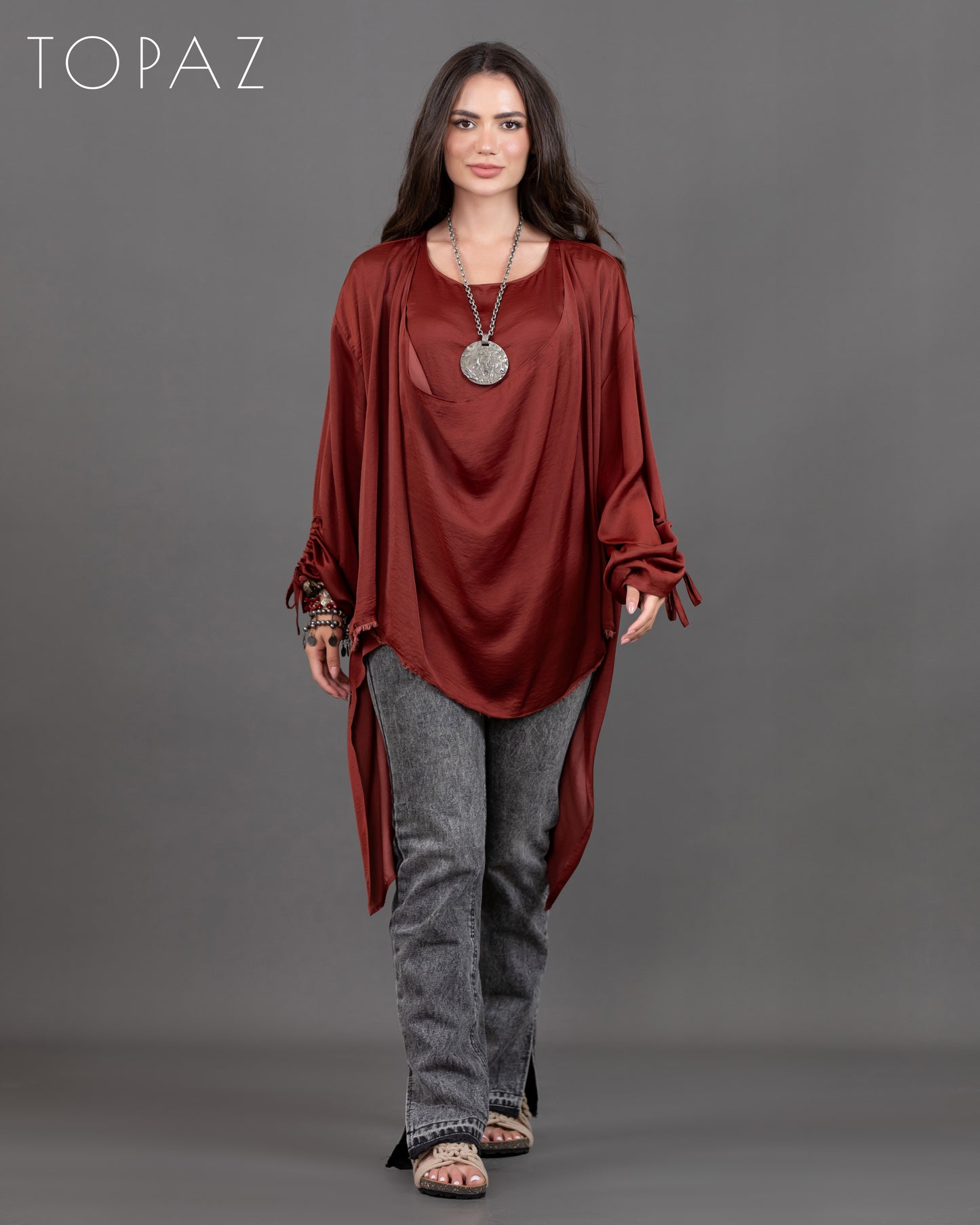 Two-Layer Satin Blouse