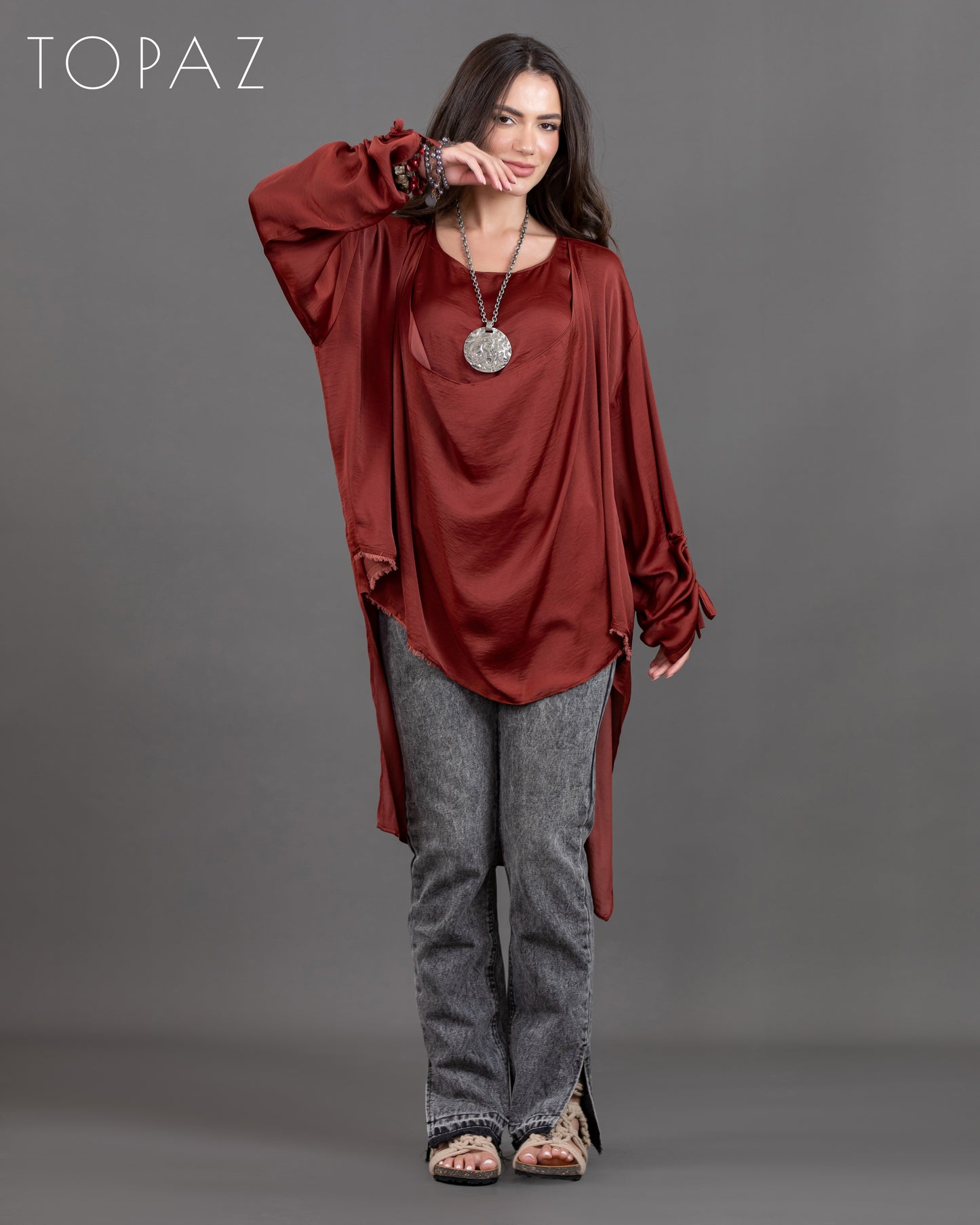 Two-Layer Satin Blouse