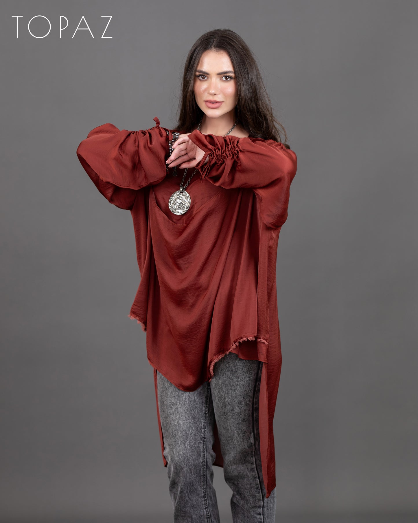 Two-Layer Satin Blouse
