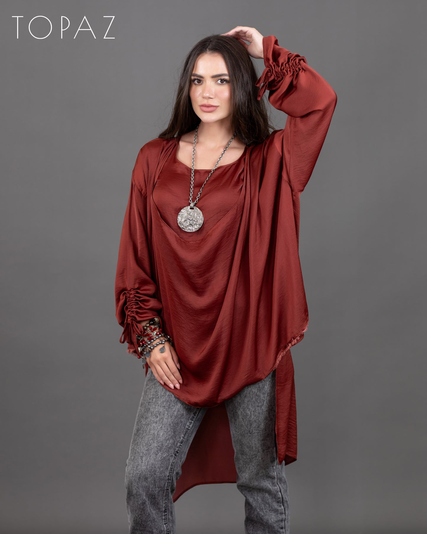 Two-Layer Satin Blouse