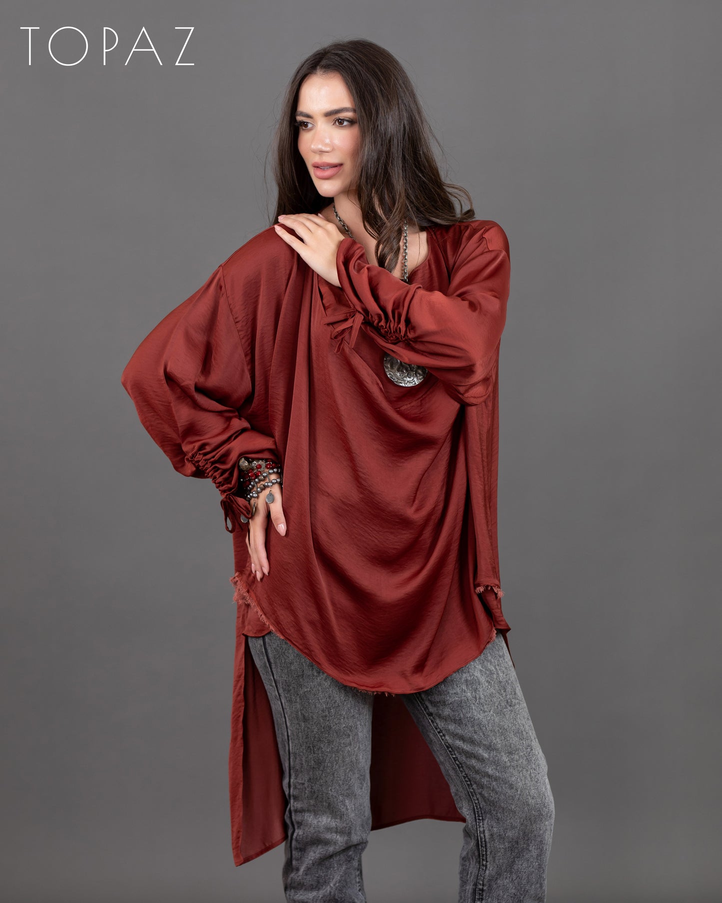 Two-Layer Satin Blouse