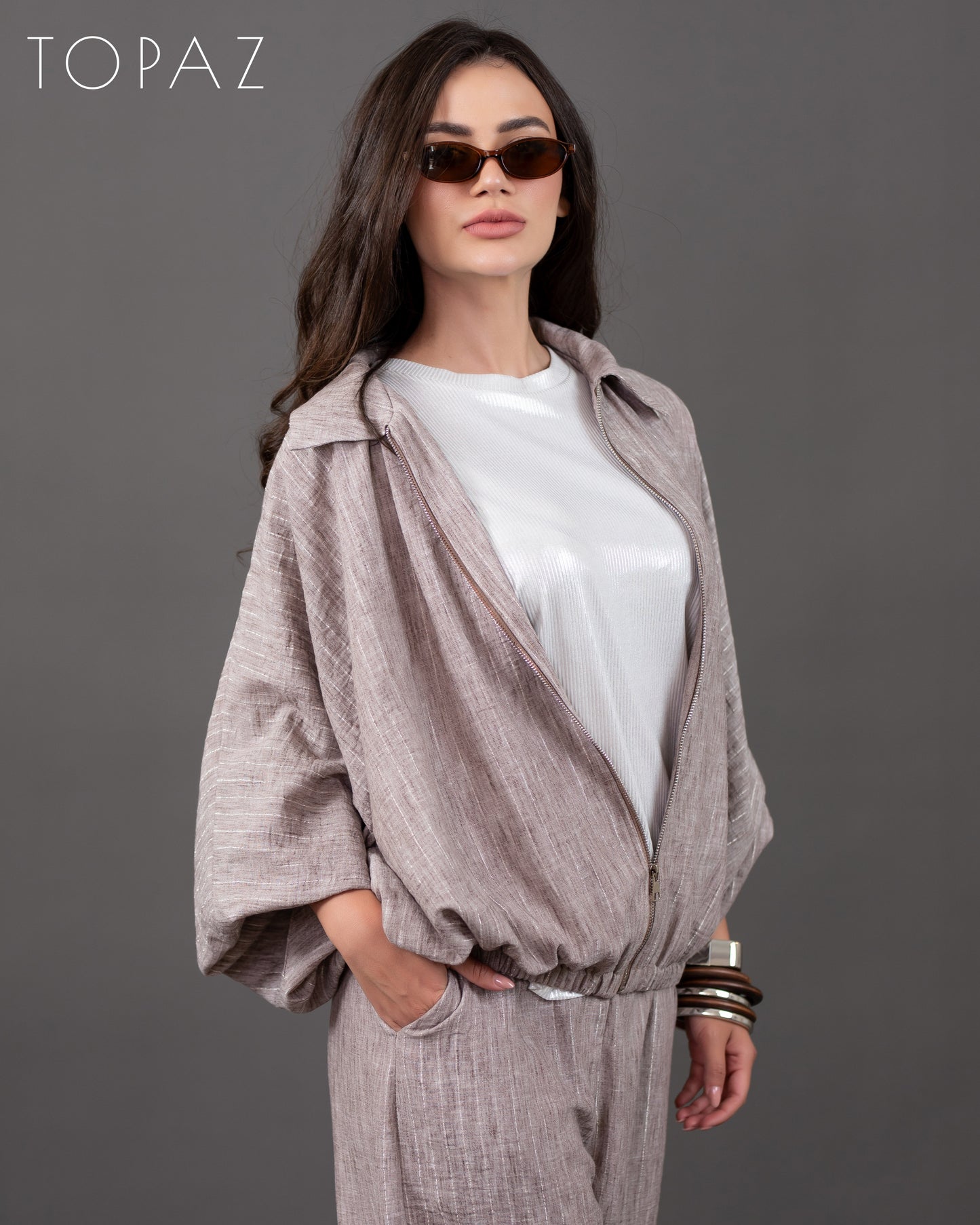 Metallic Striped Linen Set